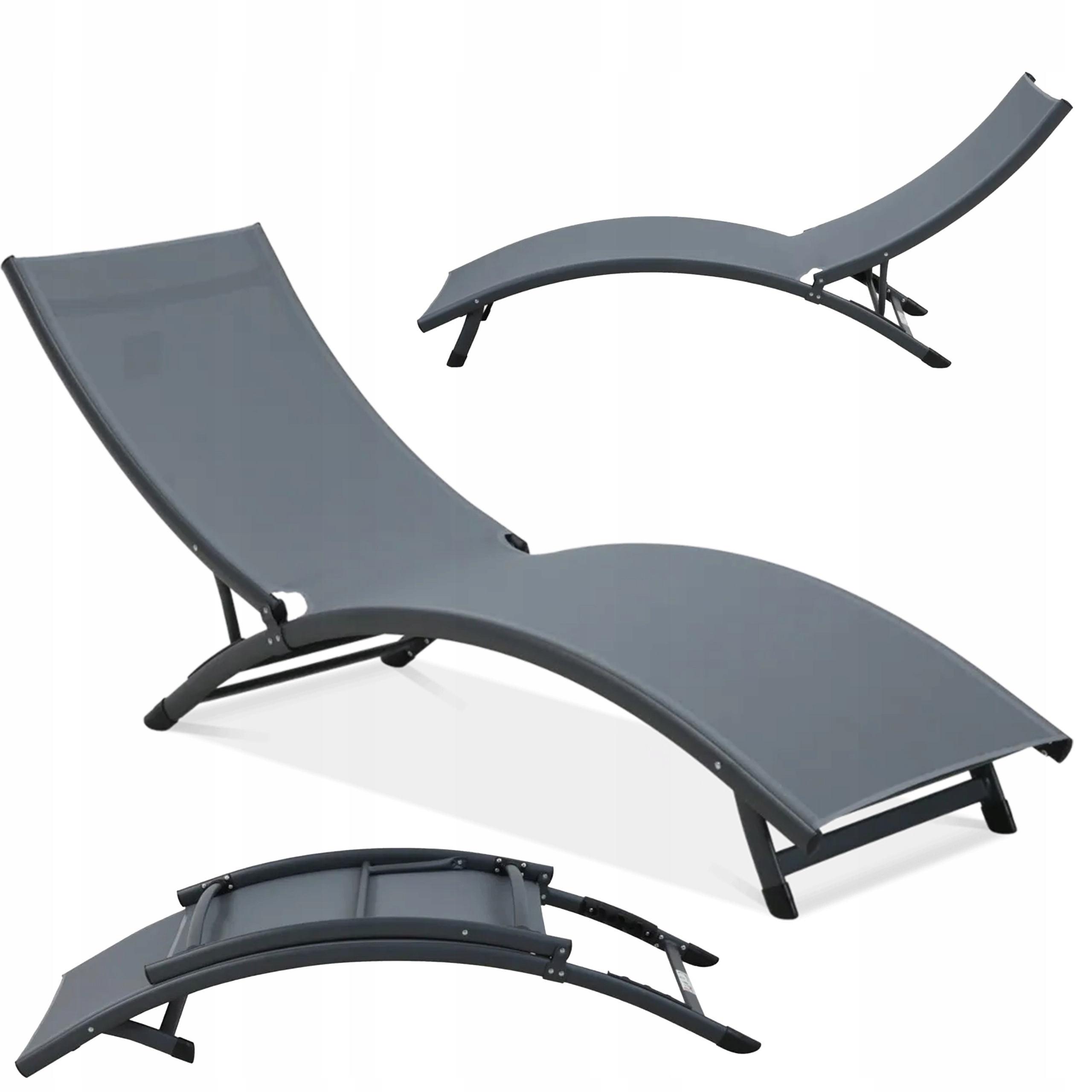 Leżak Ogrodowy Składany Plażowy Tarasowy Star na Basen Ogród Szary mocny