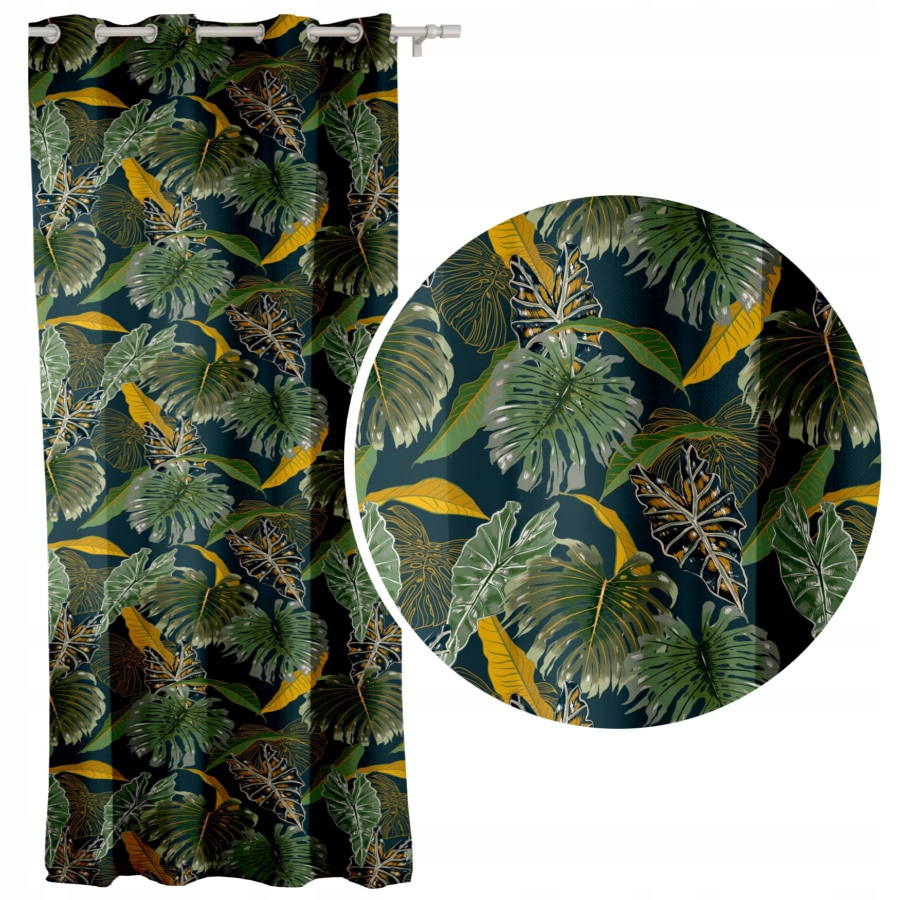 Zatemňovací závěs Silné Velurové Záclony Monstera list 140x250 výška