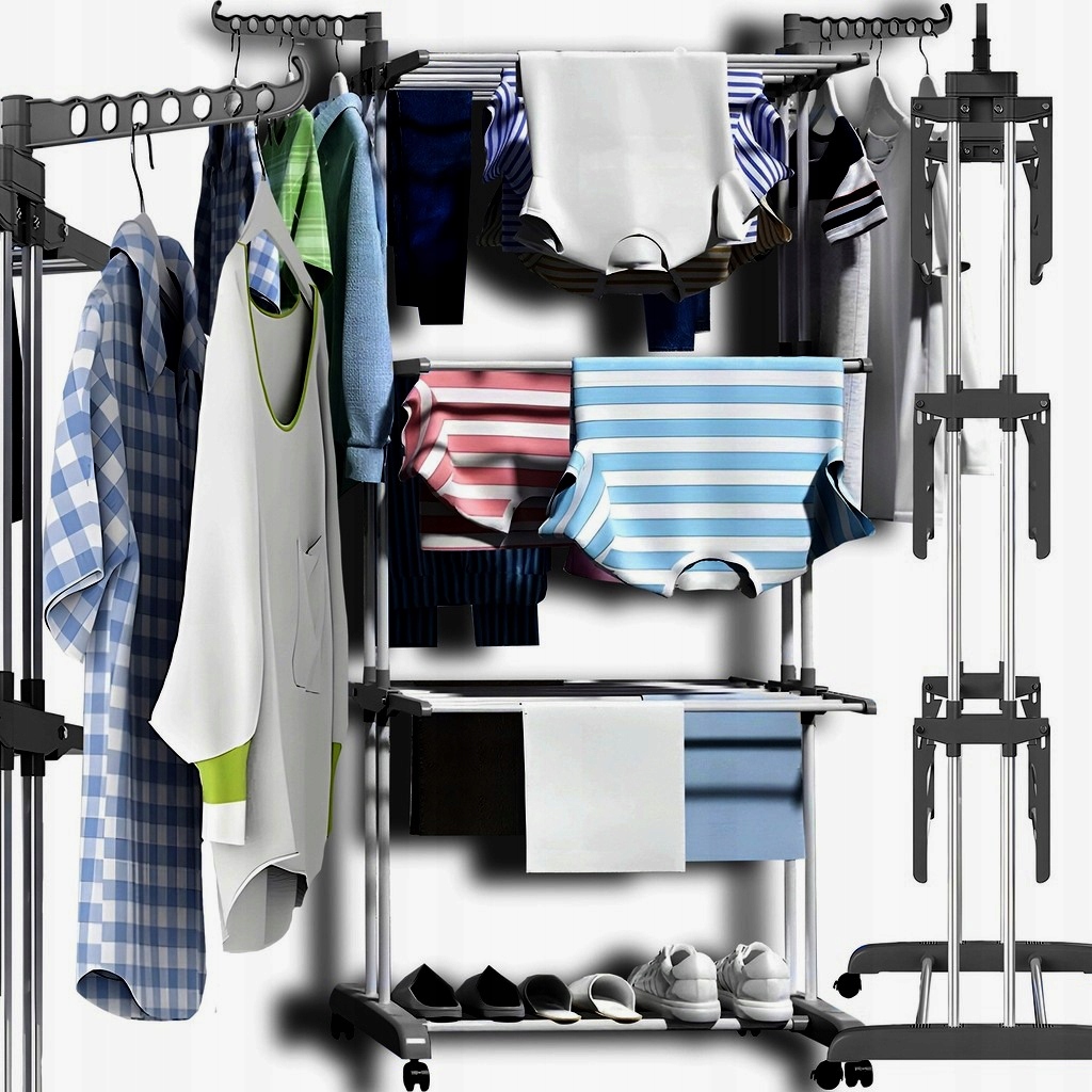 SUSZARKA NA PRANIE STOJĄCA DO UBRAŃ SKŁADANA WIESZAK STOJAK XXXL WZMOCNIONA Liczba ramion/skrzydeł 6