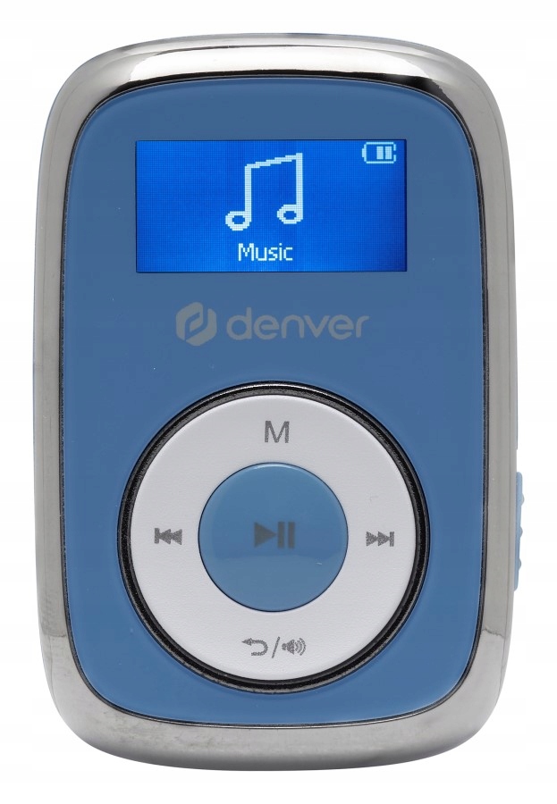Odtwarzacz MP3 Denver MPS-316 niebieski pamięcią 16 Gb klips do mocowania