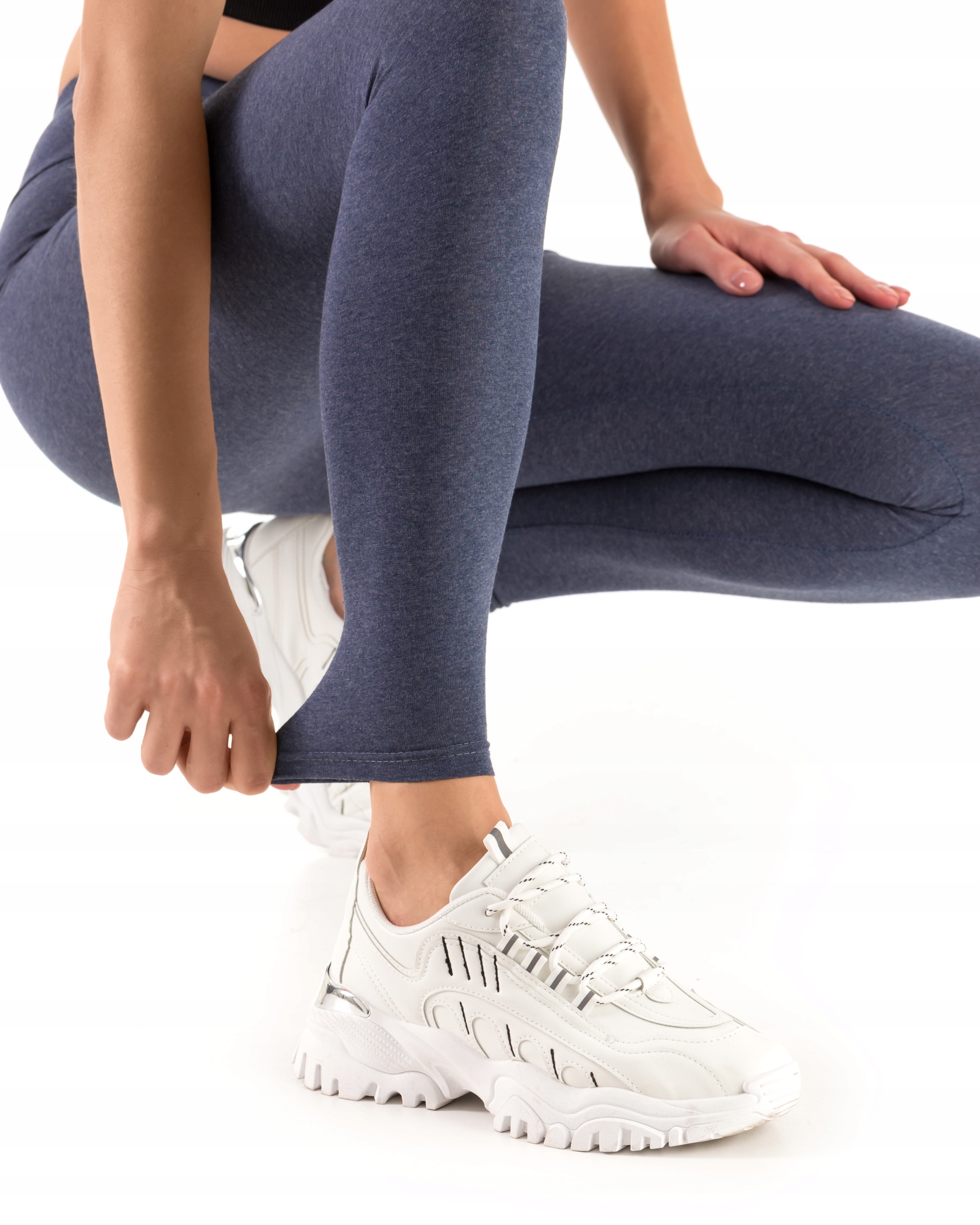 LEGGINSY DAMSKIE BAWEŁNIANE DŁUGIE GETRY DENIM 4XL Kolekcja Całoroczna