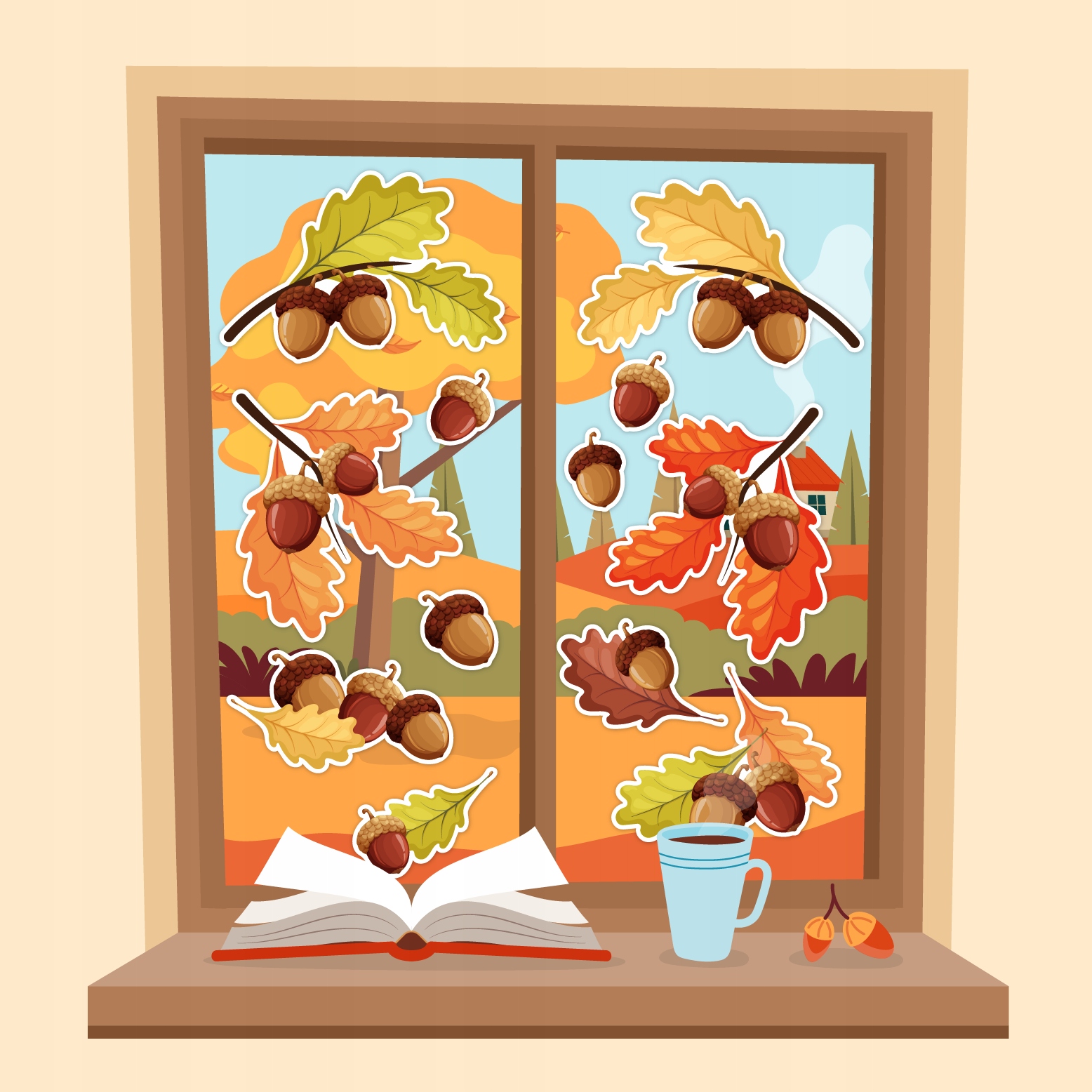 DEKORACJA JESIENNA OKIENNA / NA GAZETKĘ - ŻOŁĘDZIE (dwustronne) - LearnHow Kod producenta LH-DJ19