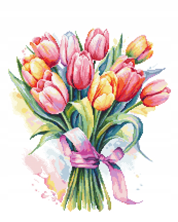 Křížková výšivka Vyšívací sada Akvarijní tulipány