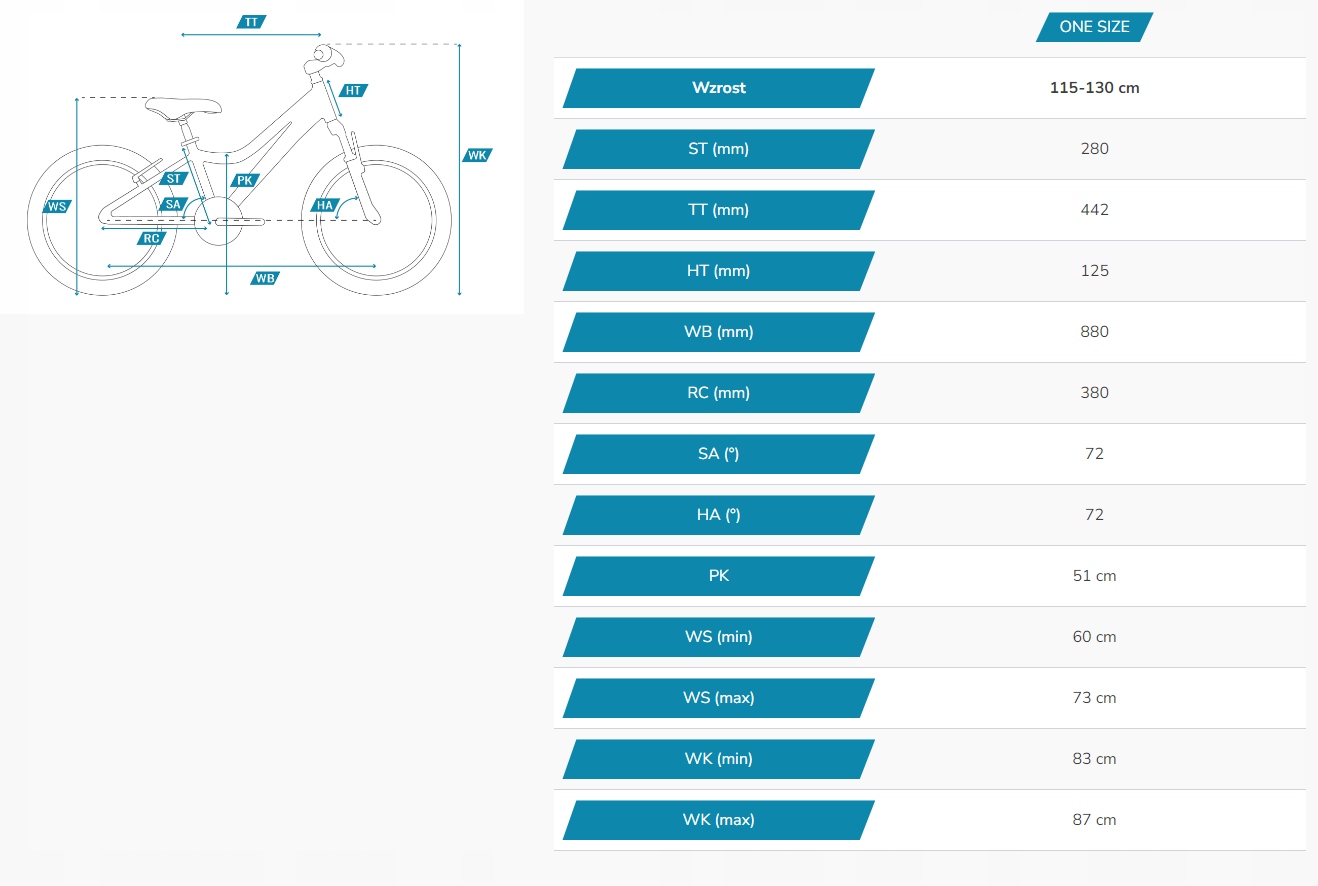 Rower dziecięcy 20" TABOU TOPSHE ALU turkusowy R24 Rozmiar ramy 10 cali