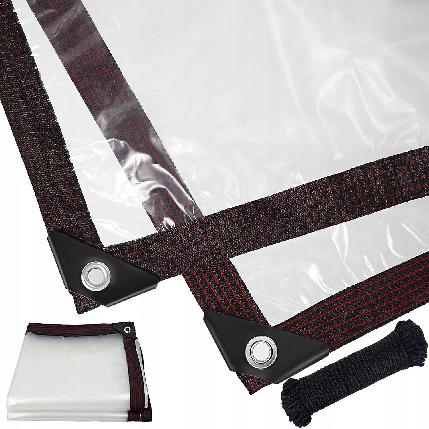 PLANDEKA OGRODOWA WODOSZCZELNA PRZEZROCZYSTA Z OCZKAMI 3x6m Szerokość 6 m