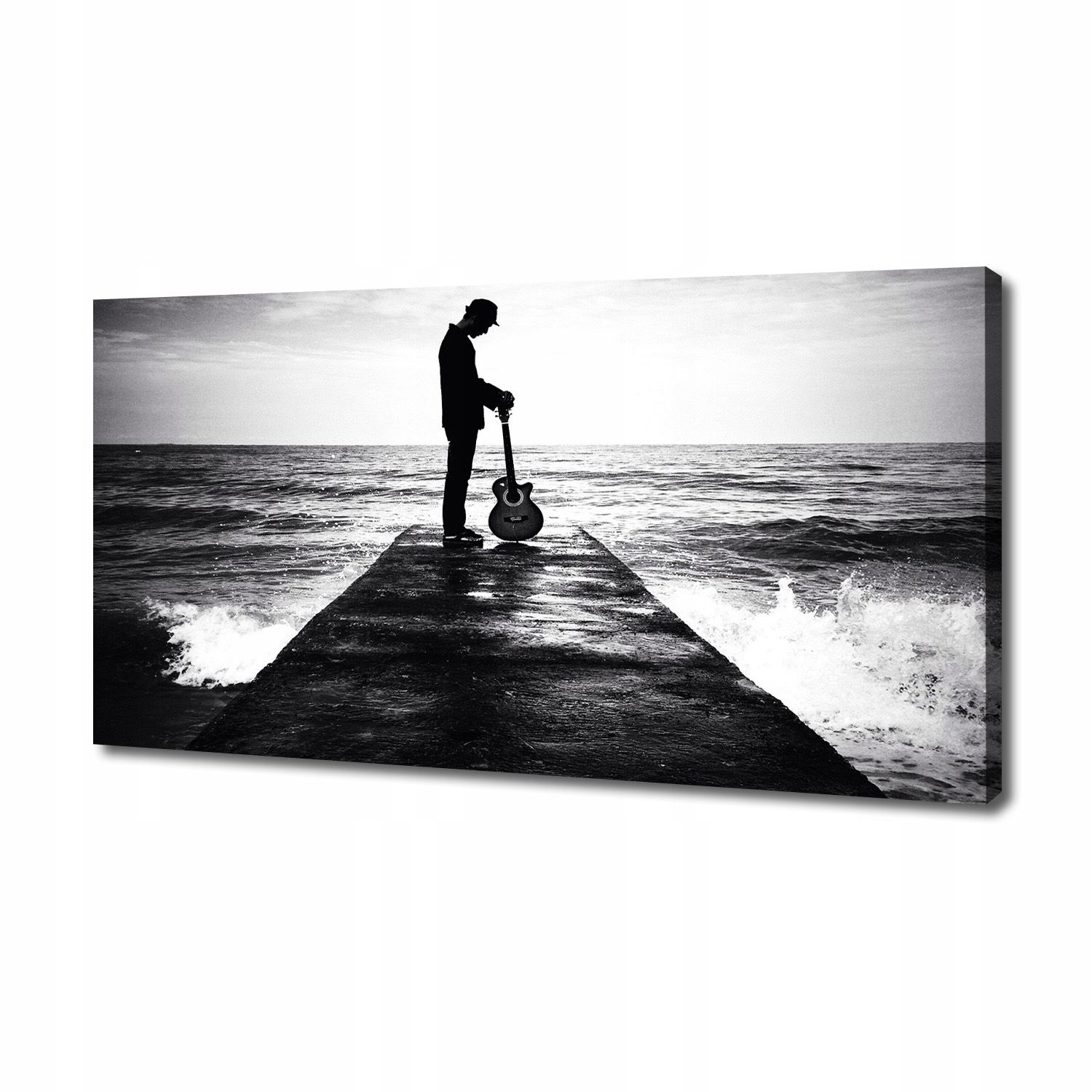 

Foto obraz na płótnie Gitarzysta na molo 140x70 cm