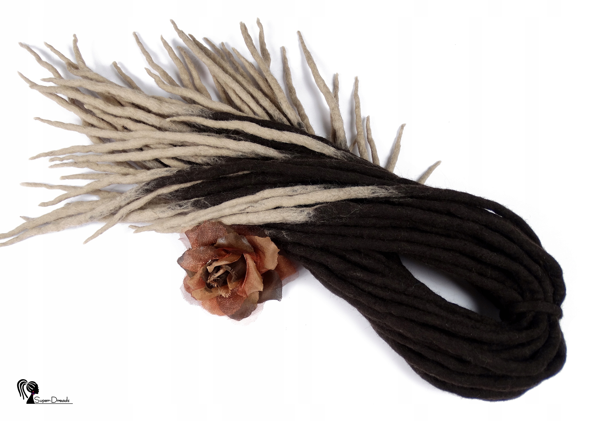 Dredloky Dredy vlněné, hnědé blond, Kávový Onyx, 10 kusů