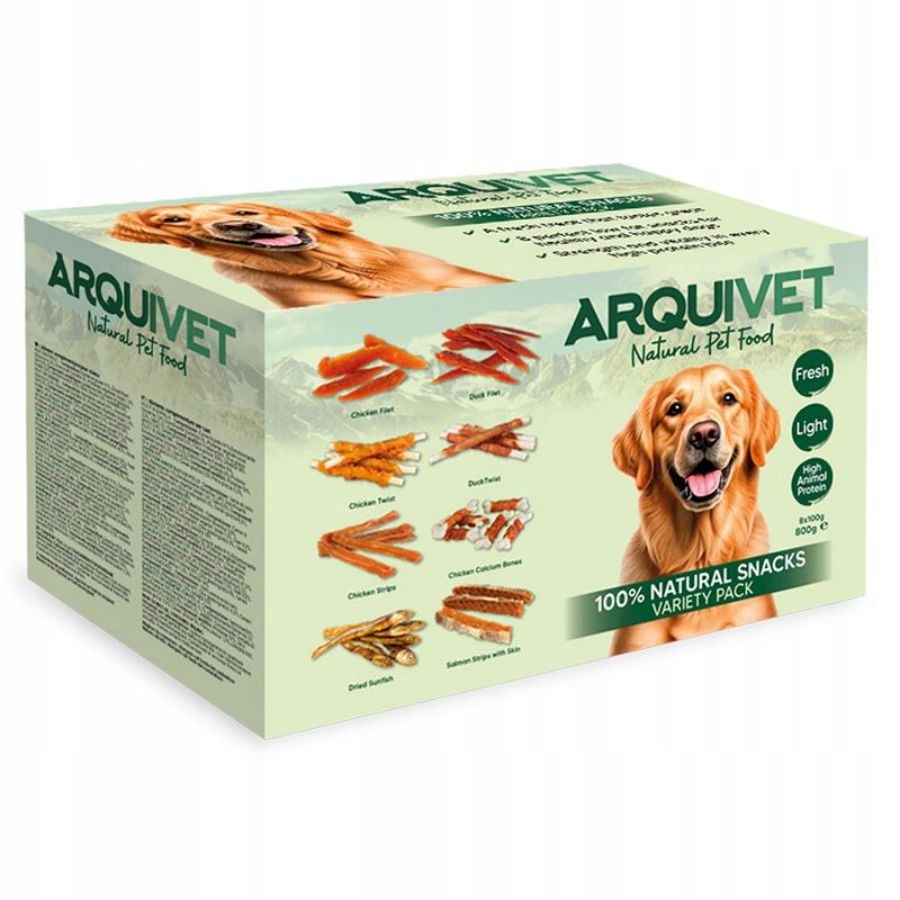 Arquivet Snacks Box Set jako Dárek k pamlskům pro psa Kachna Losos 8x100g