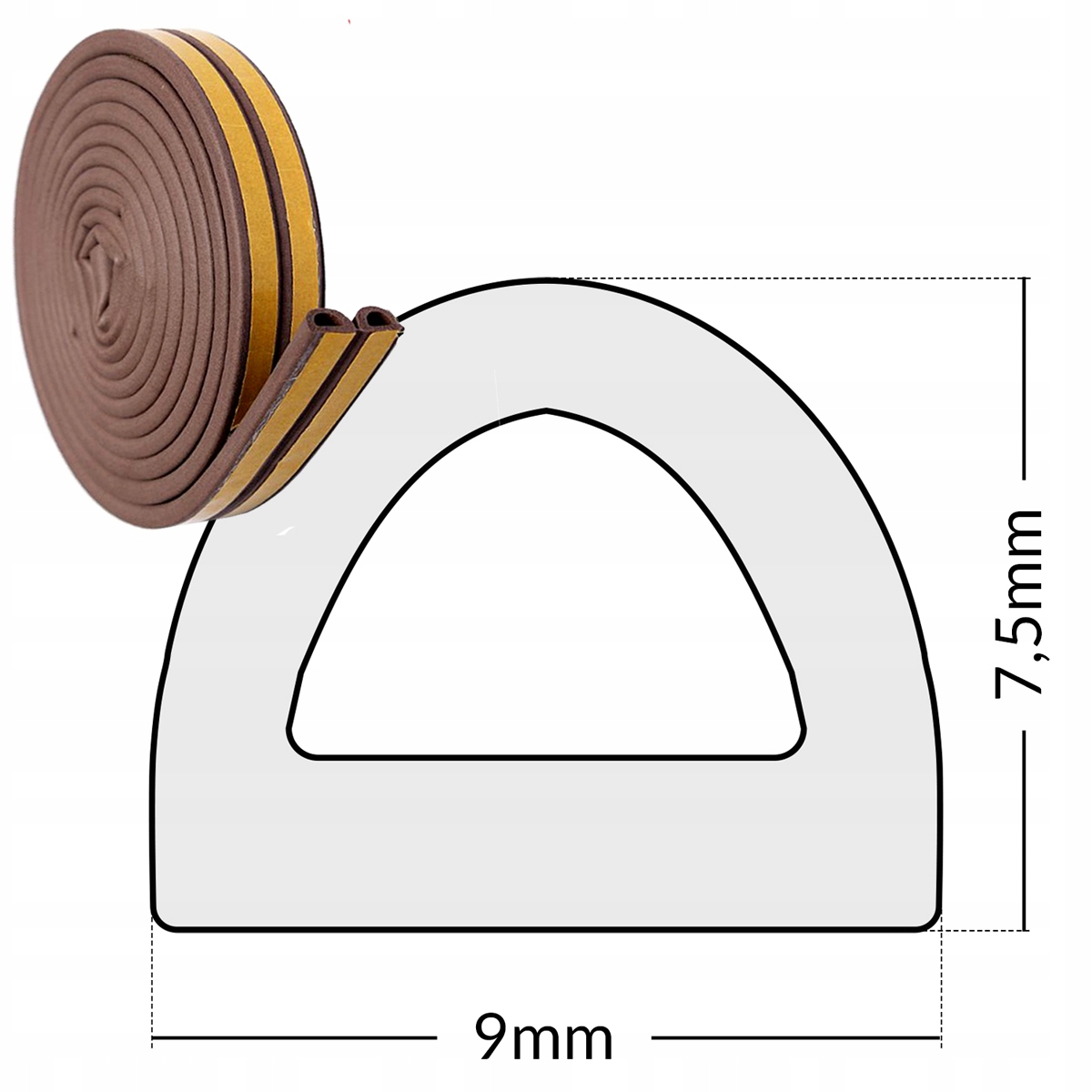 USZCZELKA DO OKNA DRZWI FUTRYNY SAMOPRZYLEPNA TAŚMA USZCZELNIAJĄCA 10m Kolor brązowy