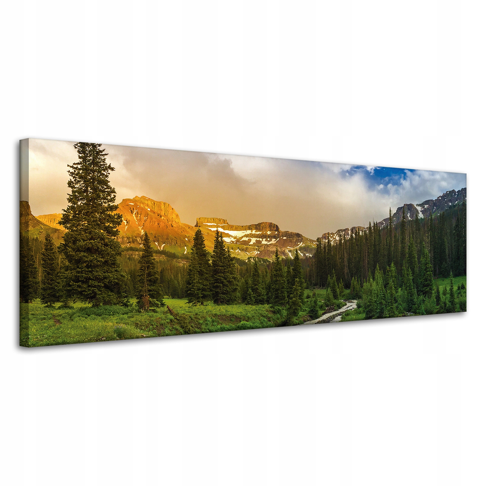 Obraz na plátně Stezka uprostřed hor Les Stromy Slunce 120x40 cm