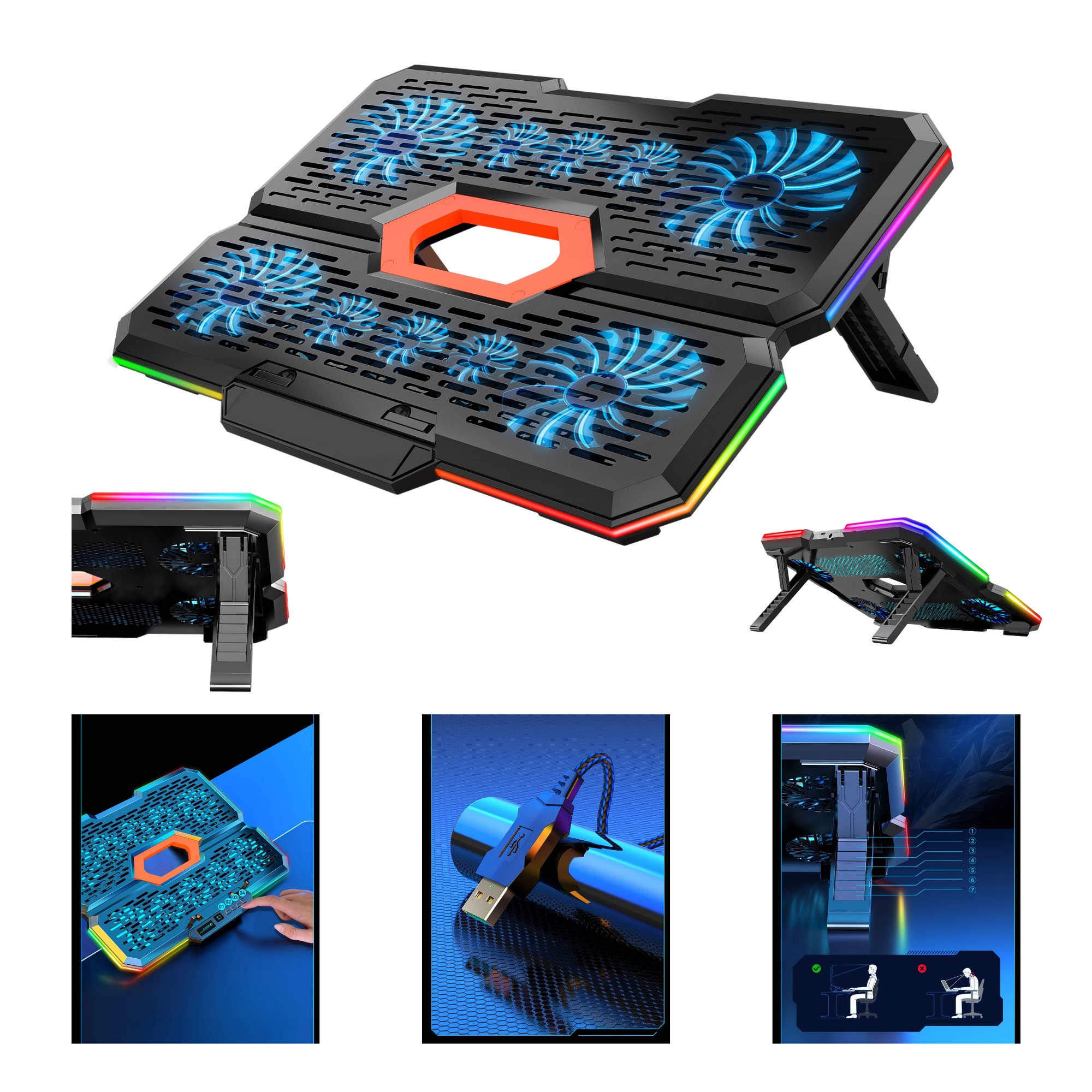 Chladící Podložka Pod Notebook-a 12-17' 10xVentilátor