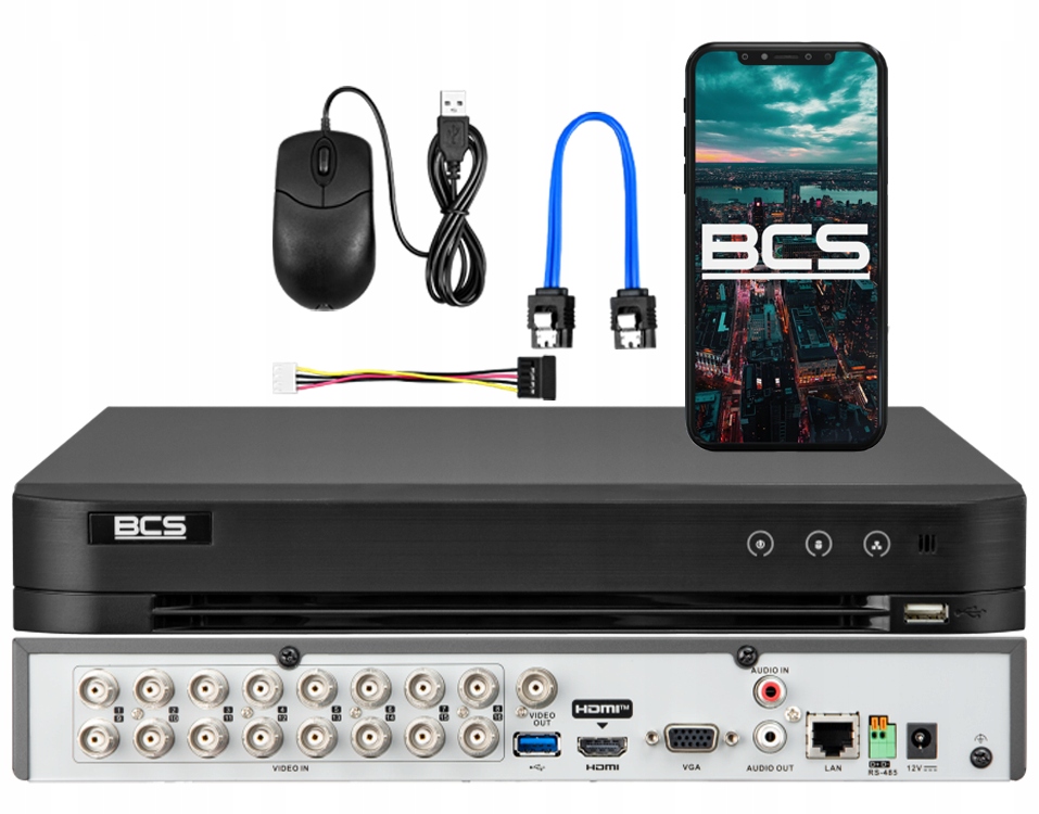 Bcs Xvr rekordér pro domácí kamery Tvi CVI 16 kanálů BCS-V-XVR1601-Ai