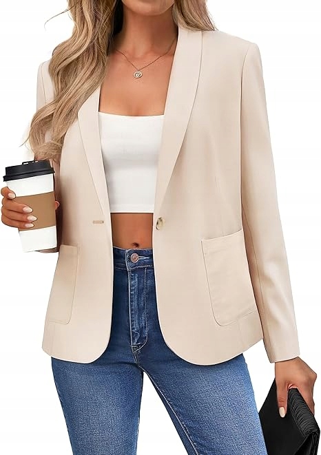 Belle Poque Béžová Jednořadá Bunda S Klasickými Klopami 46 6F