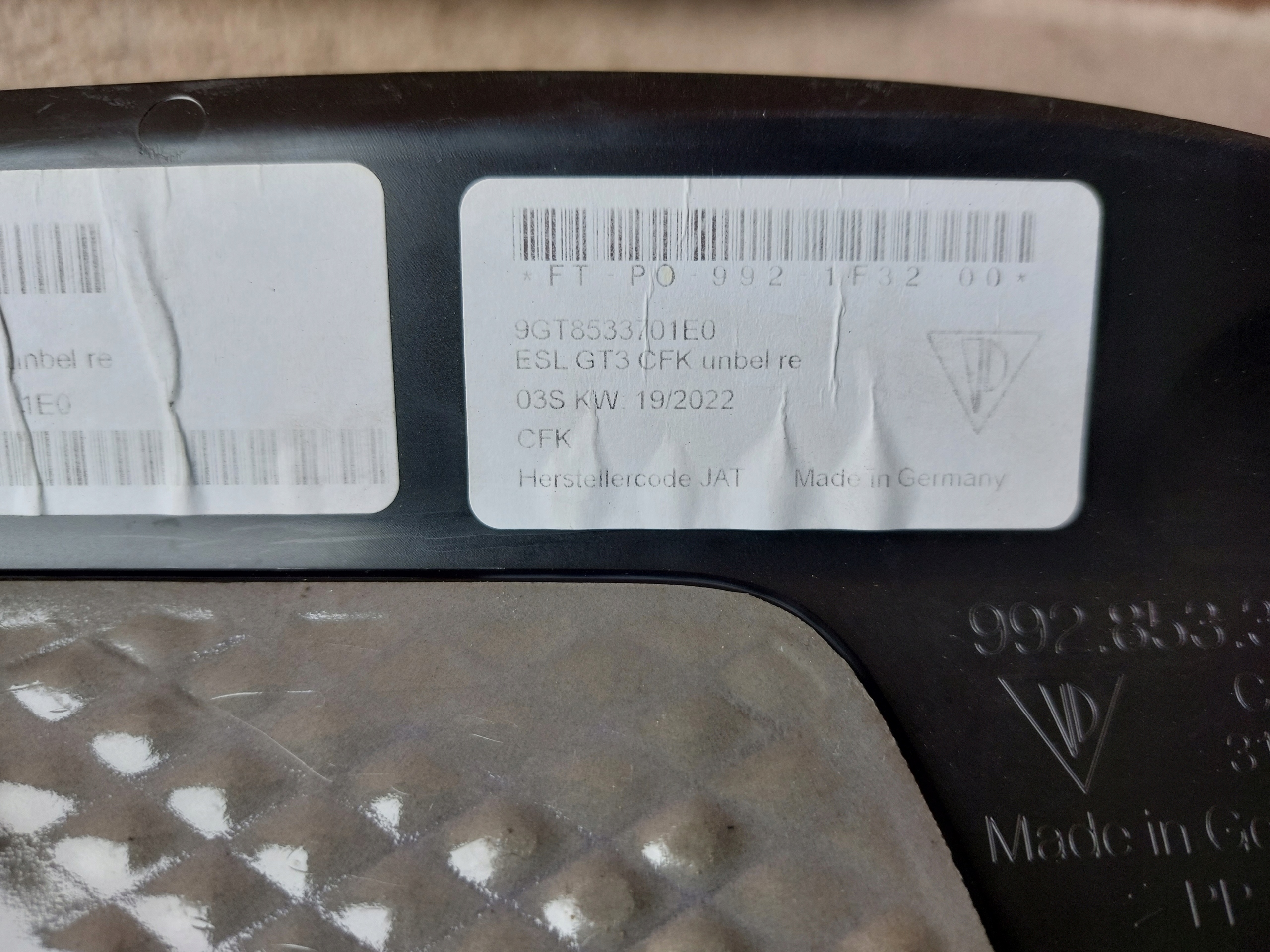 moulding cap threshold PORSCHE 992 GT3 CARBON 22r