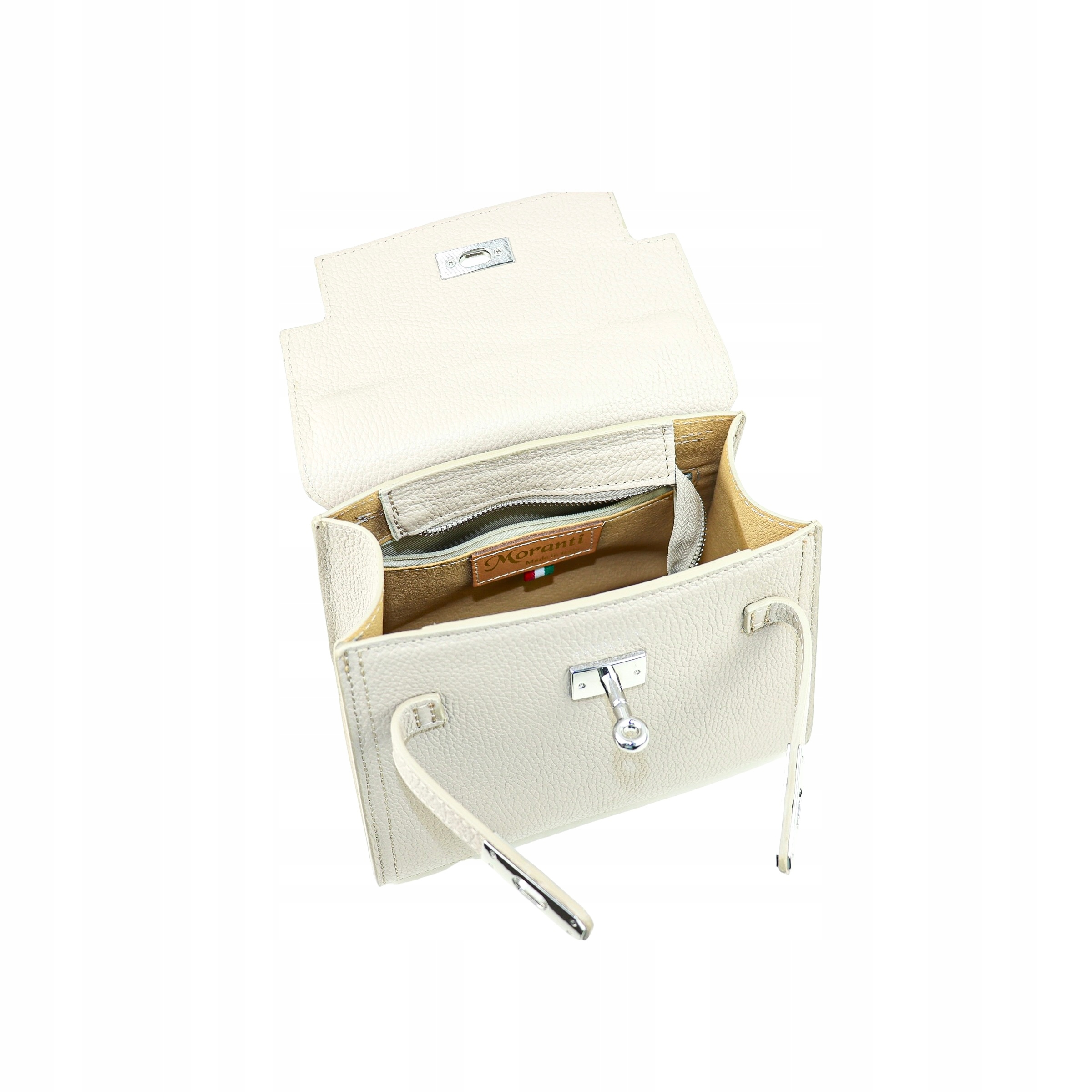 Torebka Skóra naturalna Bożena Ecru Głębokość produktu 11 cm