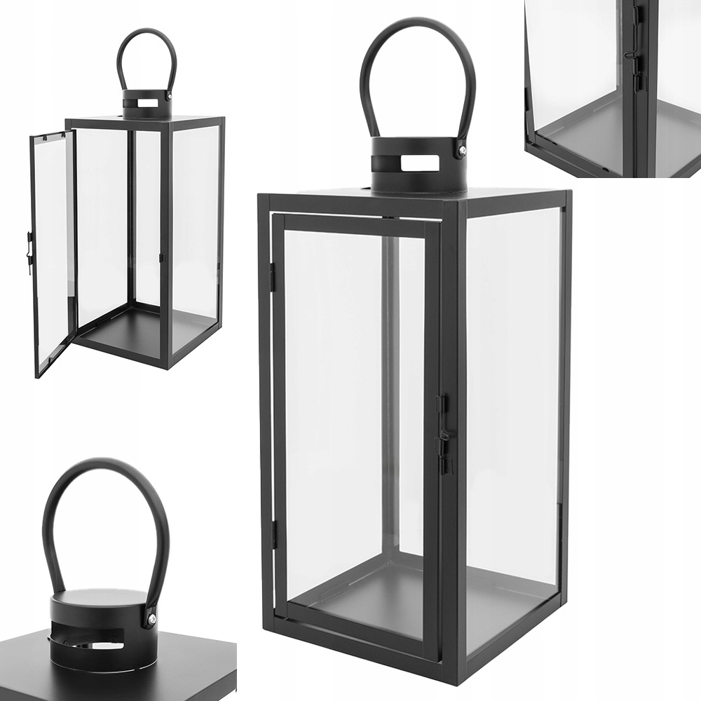 Latarenka dekoracyjna lampion latarnia Altom Design metalowa czarna 44 cm