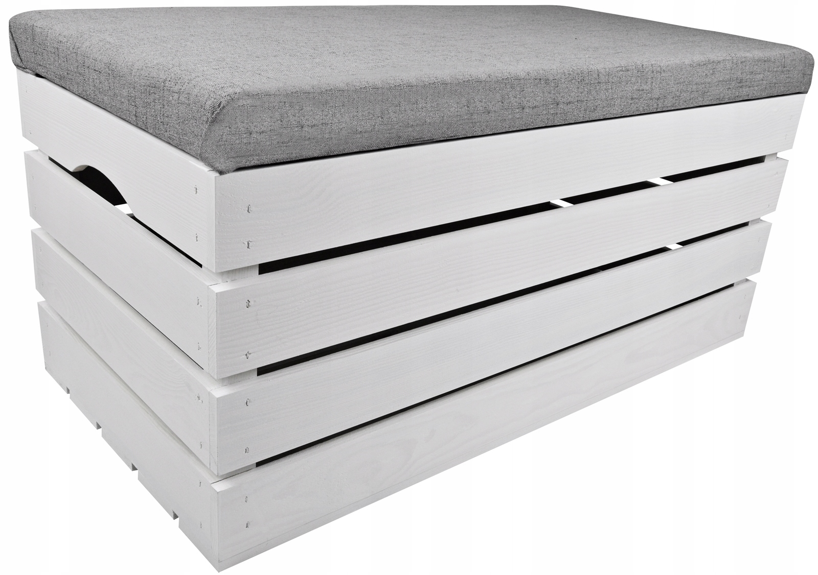 

Duża Pufa Kufer Biały Siedzisko Skrzynia Drewniana