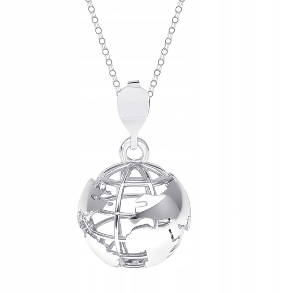 Stříbrný náhrdelník Rolo s prolamovaným glóbem Mapa světa Stříbro 925
