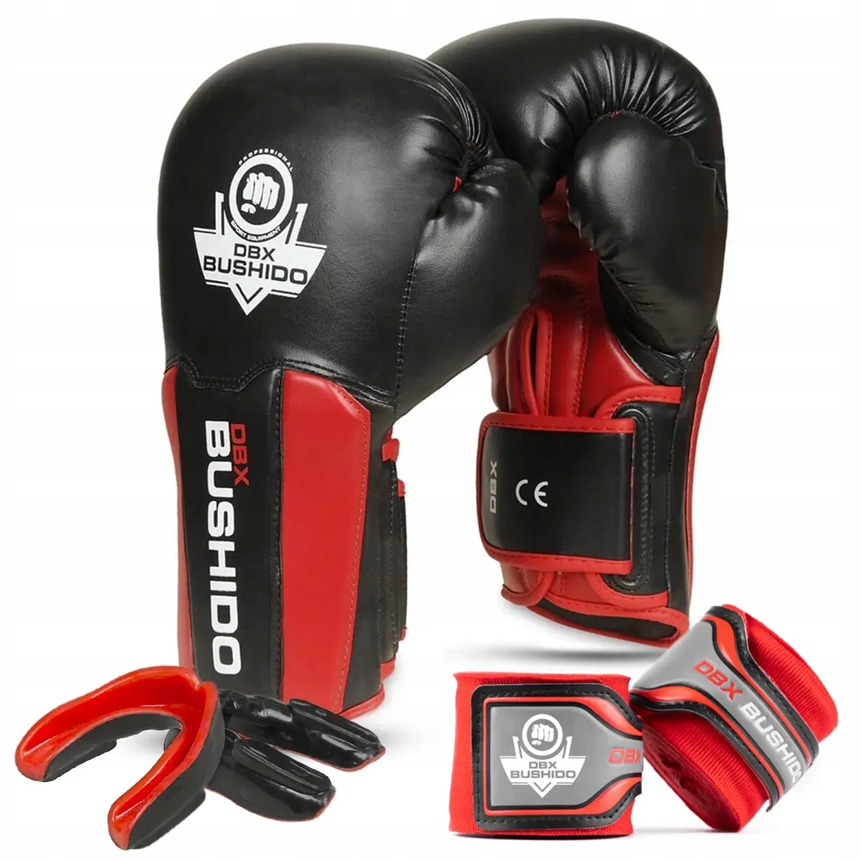 Zestaw sparingowy treningowy do boksu rękawice owijki ochraniacz na zęby