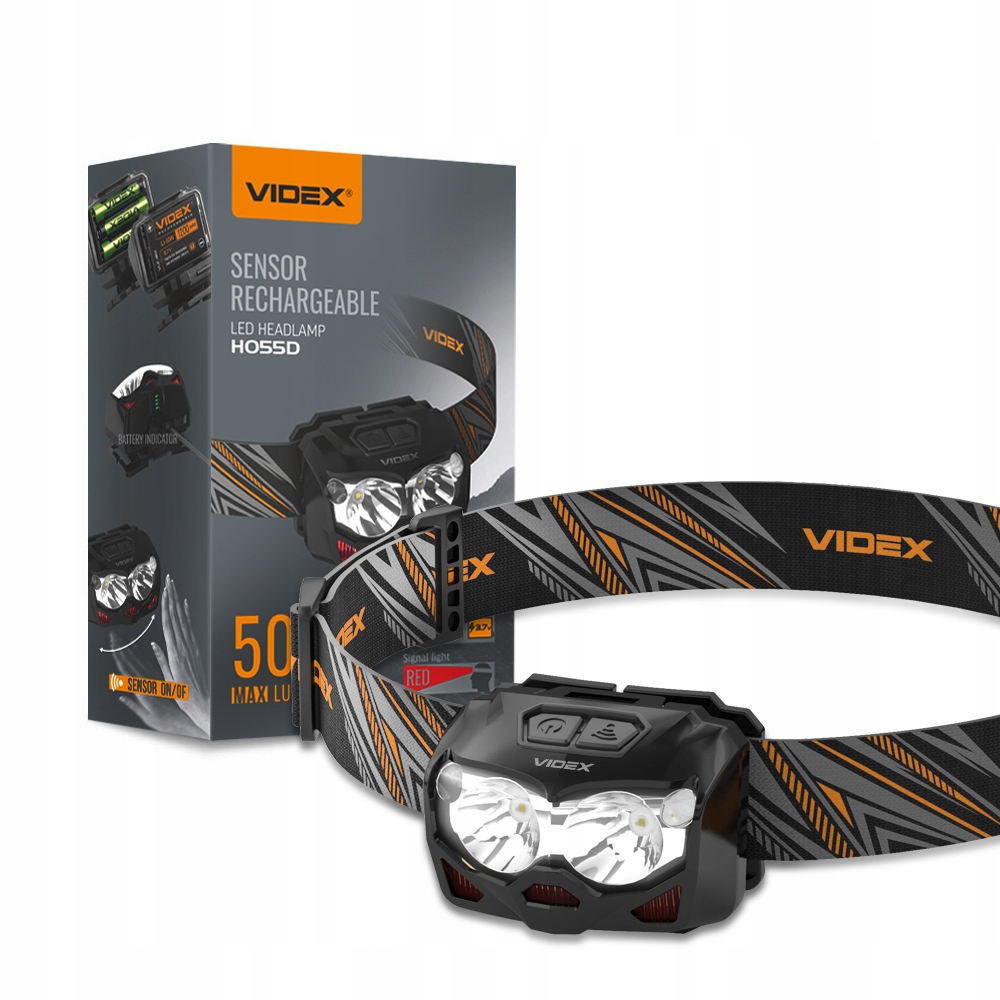 Čelovka s pohybovým senzorem Led 5W x 2, 44hodinová akumulátor , 500lm Videx