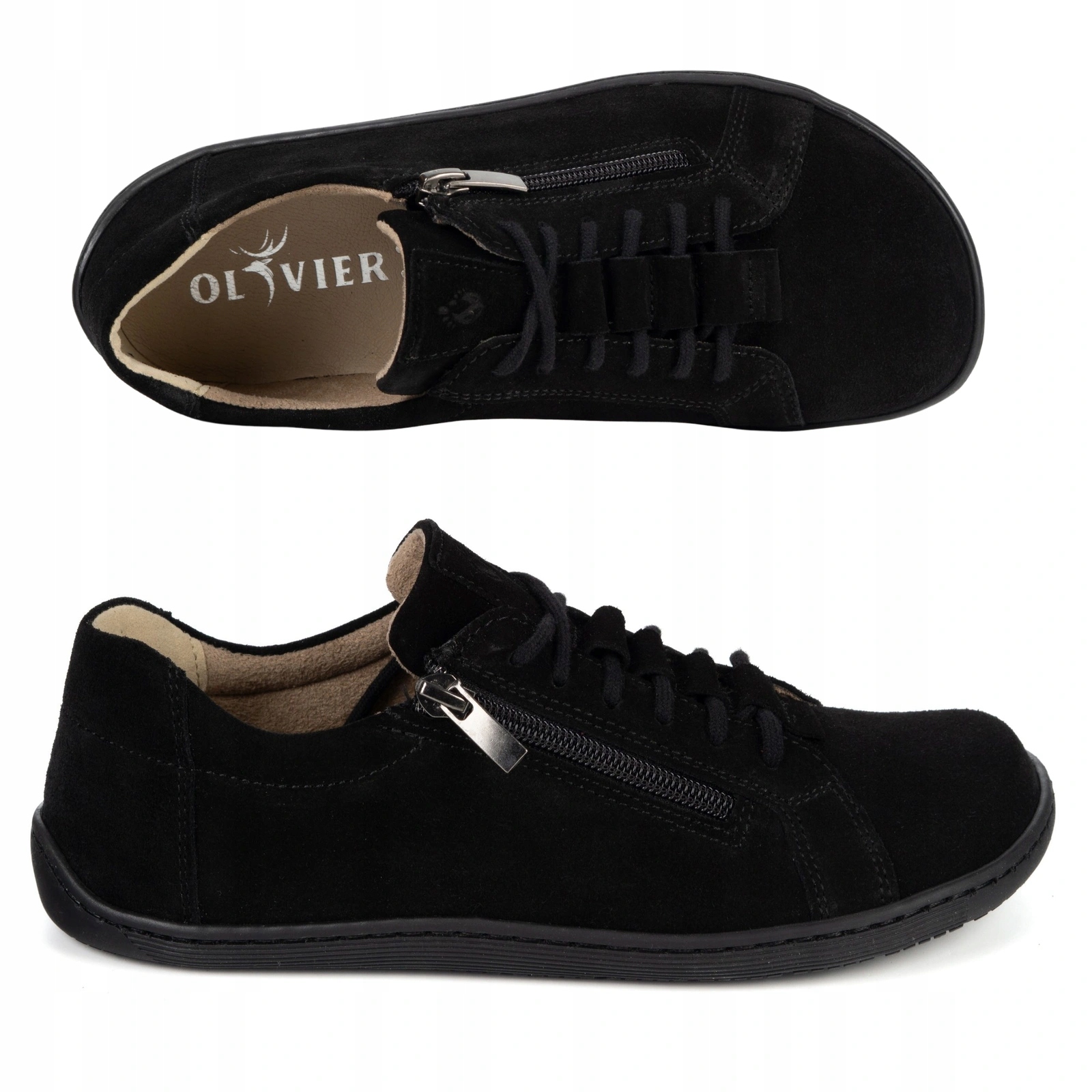 Dámské minimalistické barefootové kožené boty 1242 černá velurová barva 38