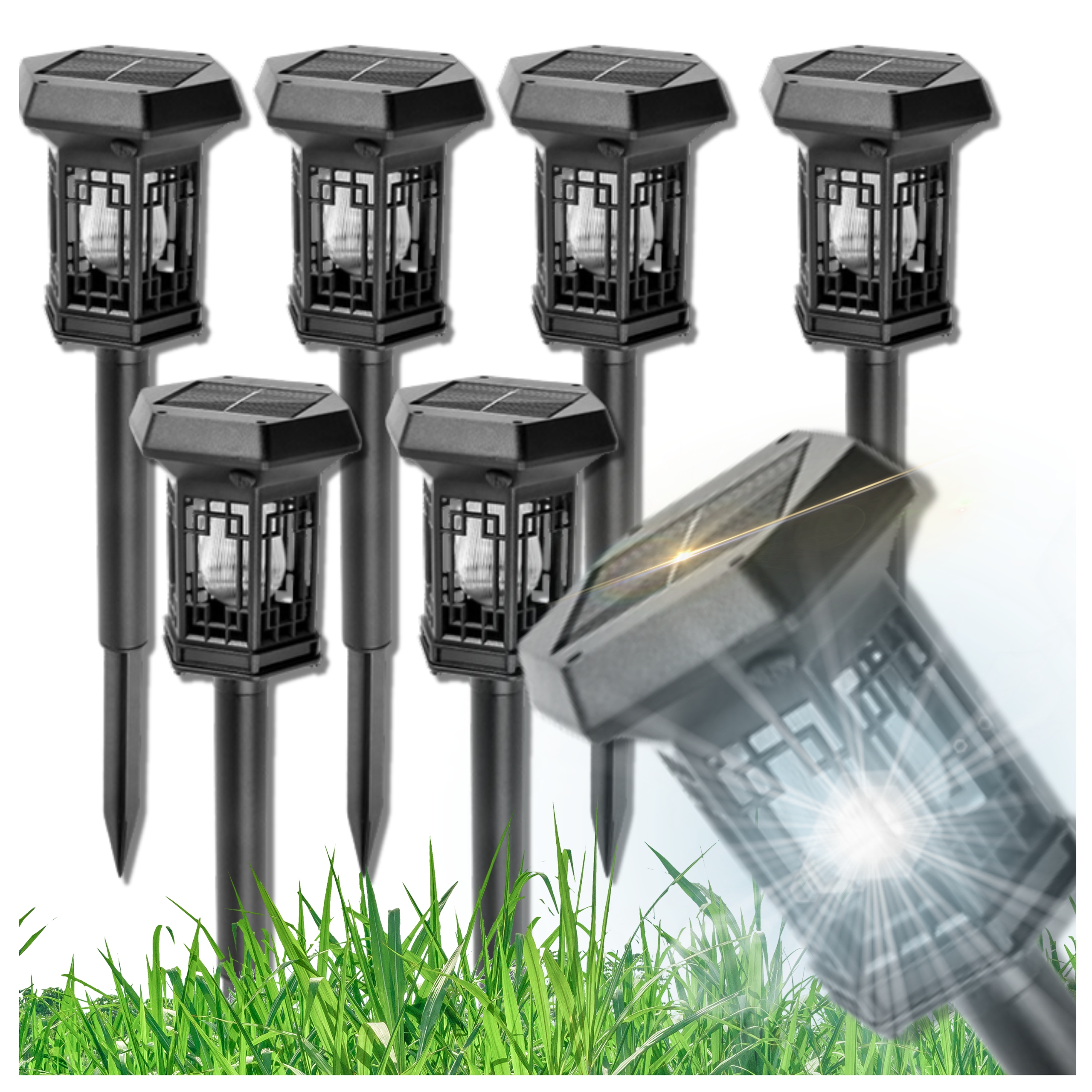 6x Lampa Solarna Led Ogrodowa Wbijana Słupek Latarnia Latarenka Żarówka