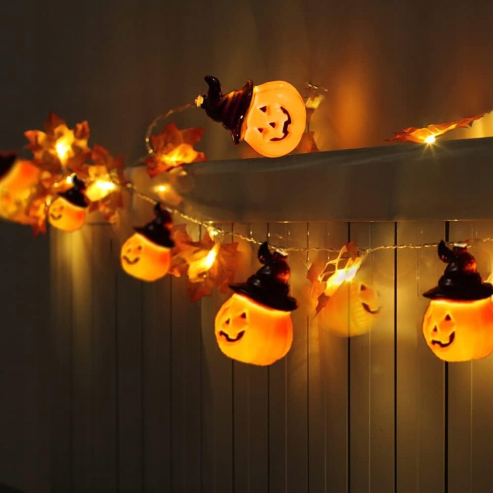 GIRLANDA ŚWIETLNA LAMPKI LED LIŚCIE JESIEŃ DYNIA DEKORACJE HALLOWEEN 1,5 M Długość 150 cm