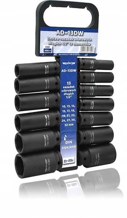 ADLER NASADKI UDAROWE 13 elementów /ADLER 10-32mm /WIESZAK Mocowanie 1/2