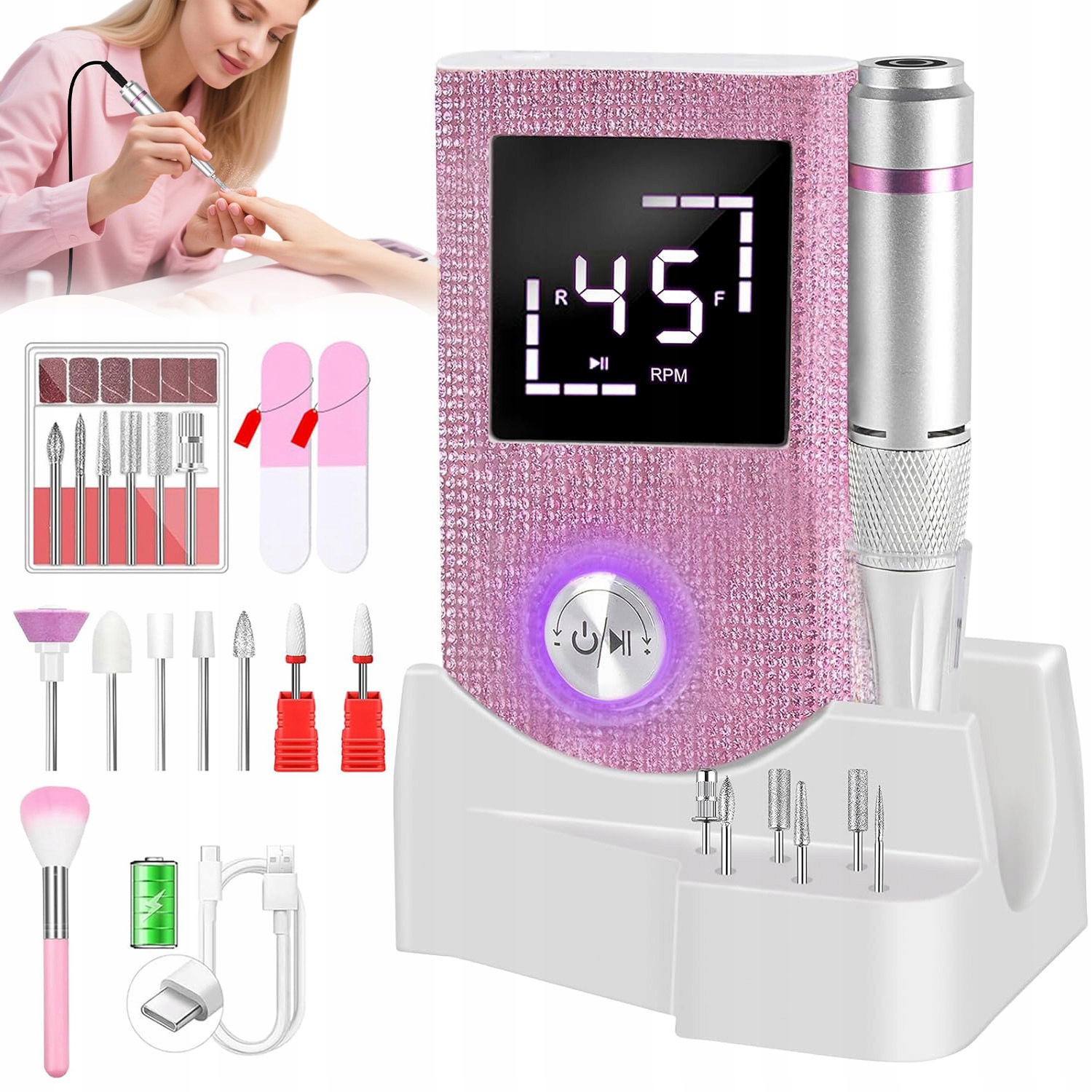 Bruska Manikúra Pedikúra Profesionální Sada Pevná A Odolná