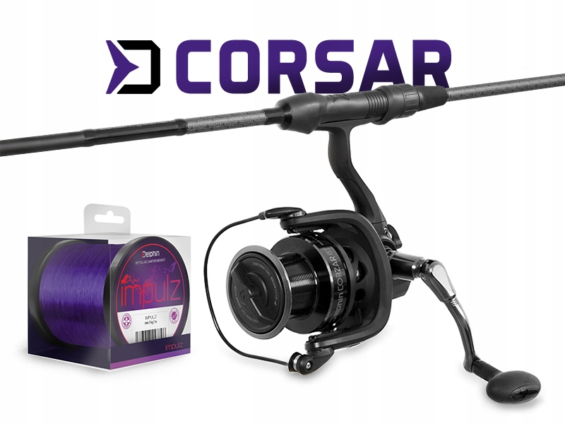 Kaprový set Delphin CorsaBLACK Nero 360cm/2 díly naviják 8T vlasec 0,30mm
