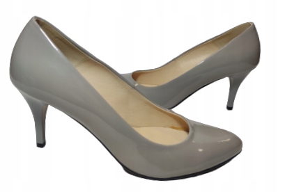 Kožené lodičky s lakem Vanessa 866 šedé, velikost 37