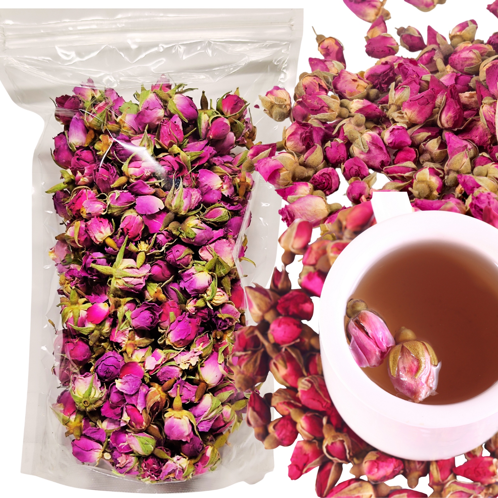 Levně Sušené pupeny Damašské růže Květiny do čaje, dekorací, pečiva 300 g