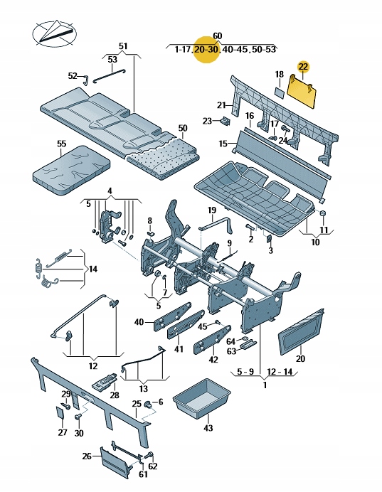 ZAŚLEPKA POKRYWA KANAPY VW Transporter T5 T6