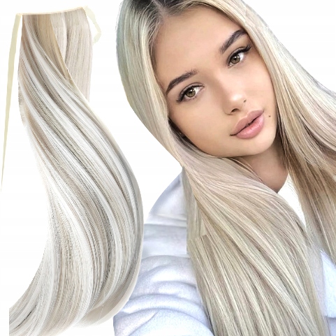 KUCYK DOCZEPIANY dopinka balejaż balejage #silver PLATYNOWY BLOND PASEMKA