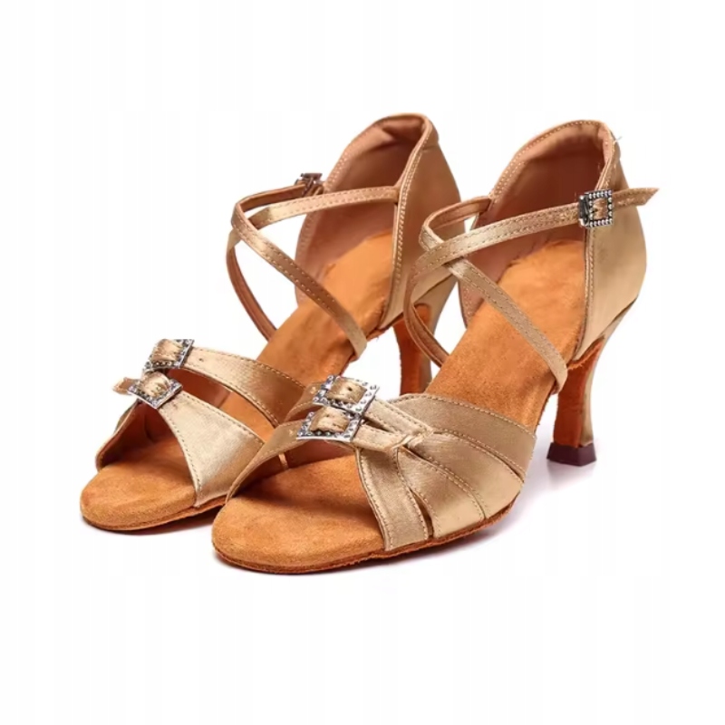 Buty taneczne damskie khaki rozmiar 35 obcas 7,5 cm