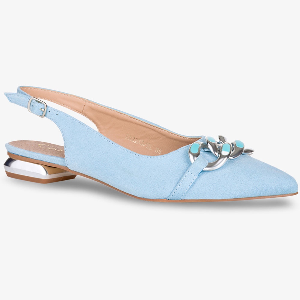 BALERINY NA NISKIM OZDOBNYM OBCASIE WKŁADKA SKÓRA Marka Casu