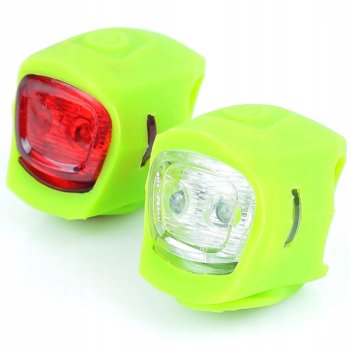 

Komplet lamp, lampek rowerowych na rower zielone