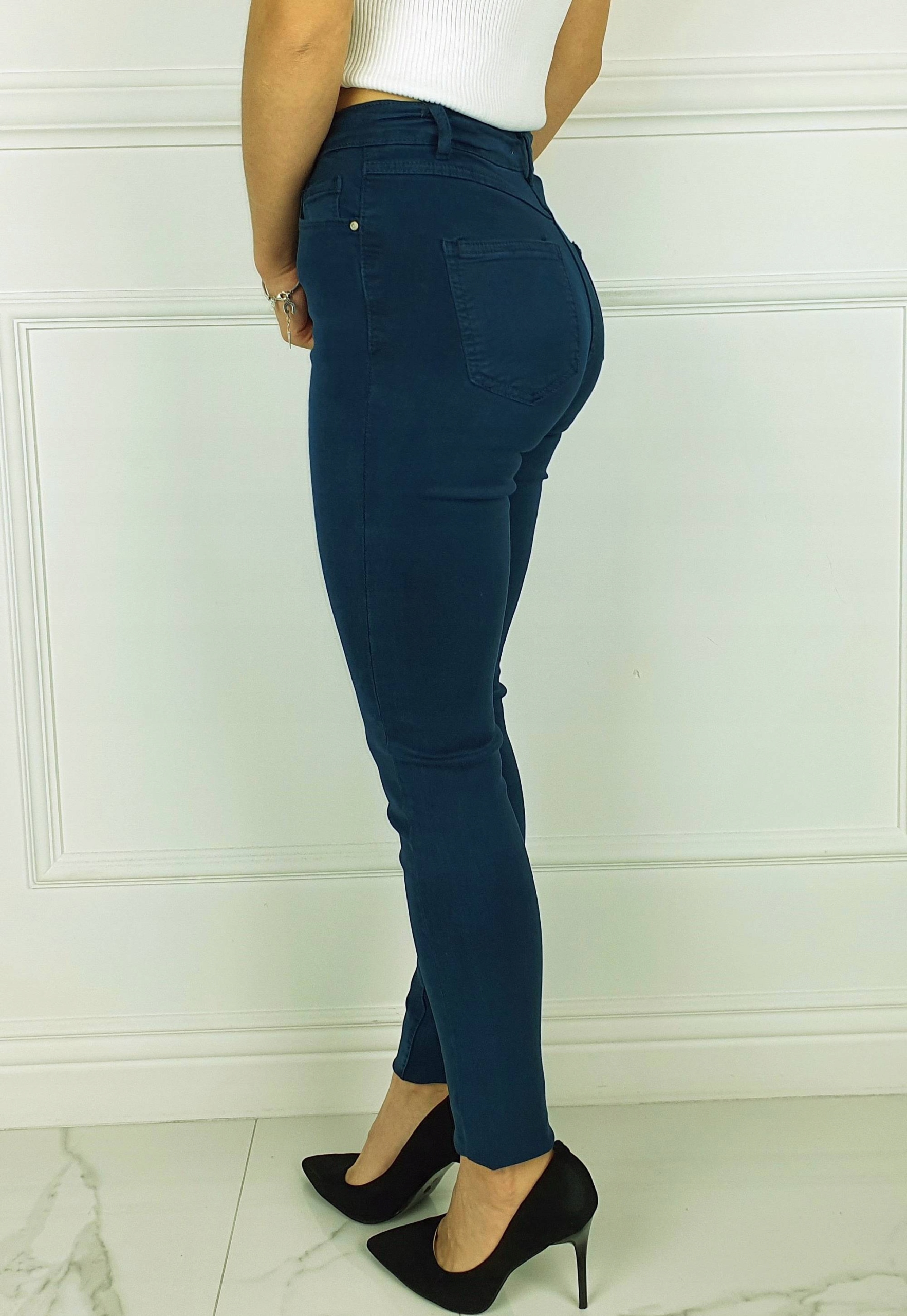 # DAMSKIE SPODNIE JEANSOWE WYSZCZUPLAJĄCE KOLORY # Rozmiar 46