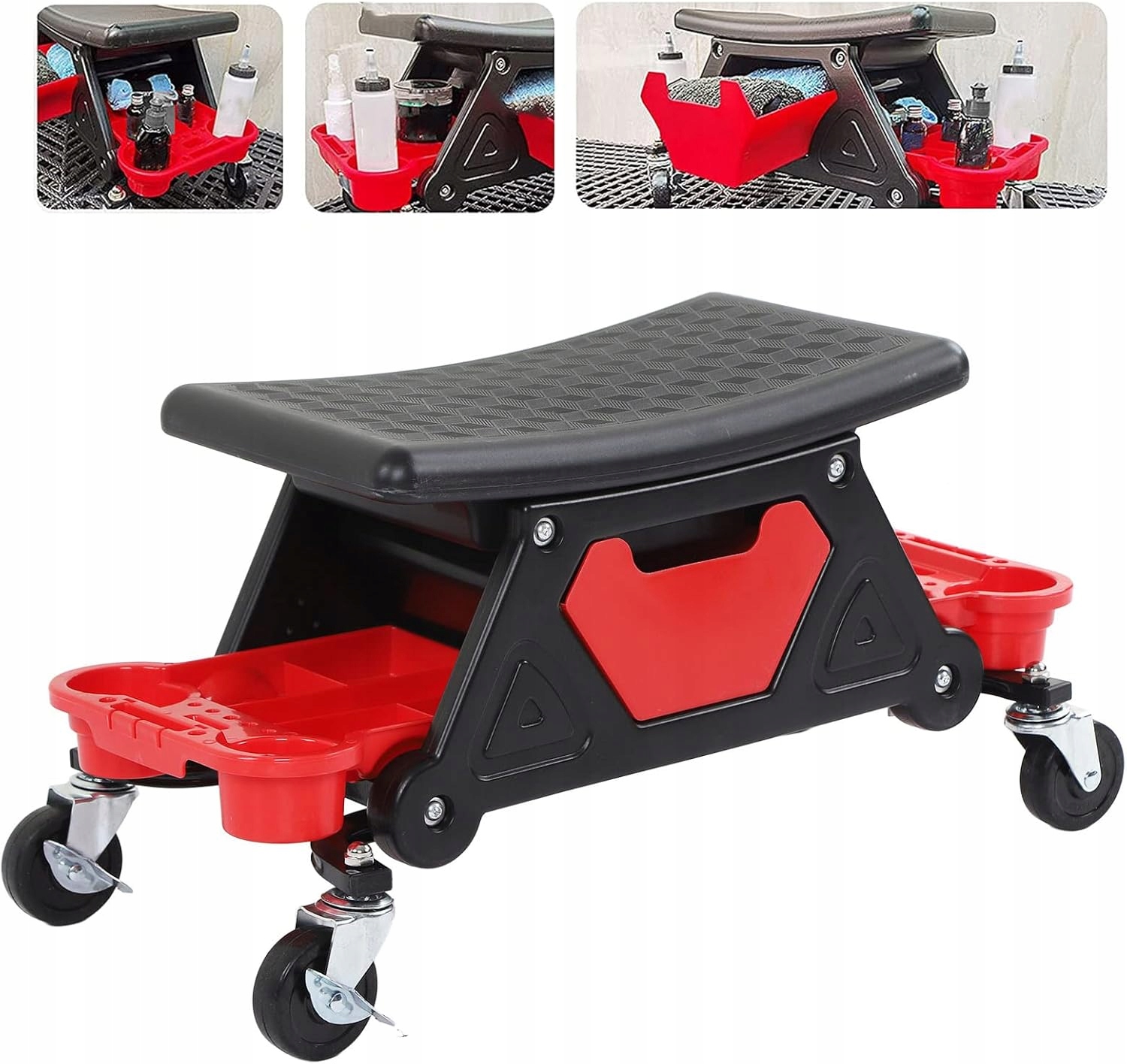 Pracovná Stolička Sedadlo Otočné Kolieska 360° Polička Na Náradie