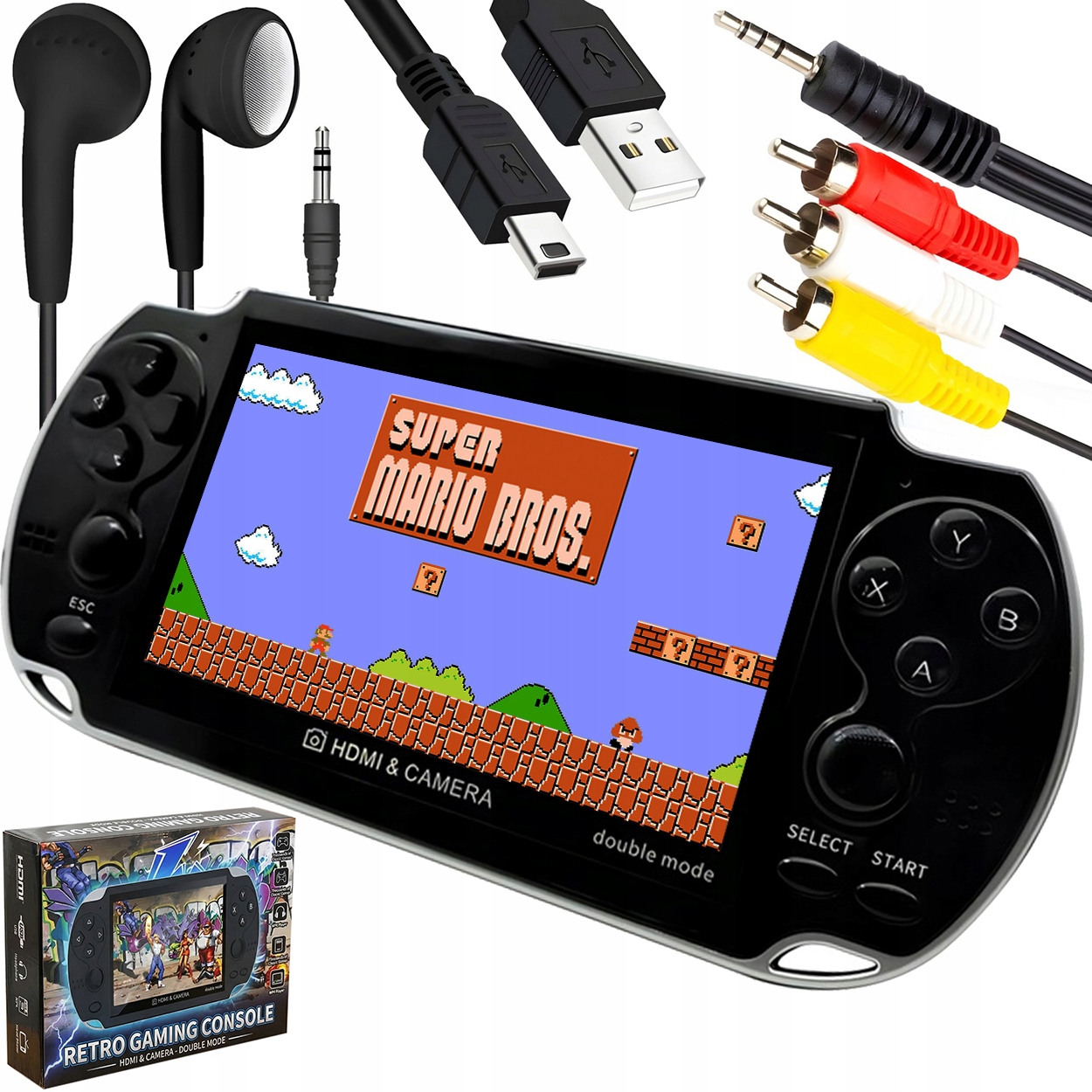 Mini Konsola Przenośna Retro 1000 Gier Polskie Menu Usb Hdmi Sd 5,1"