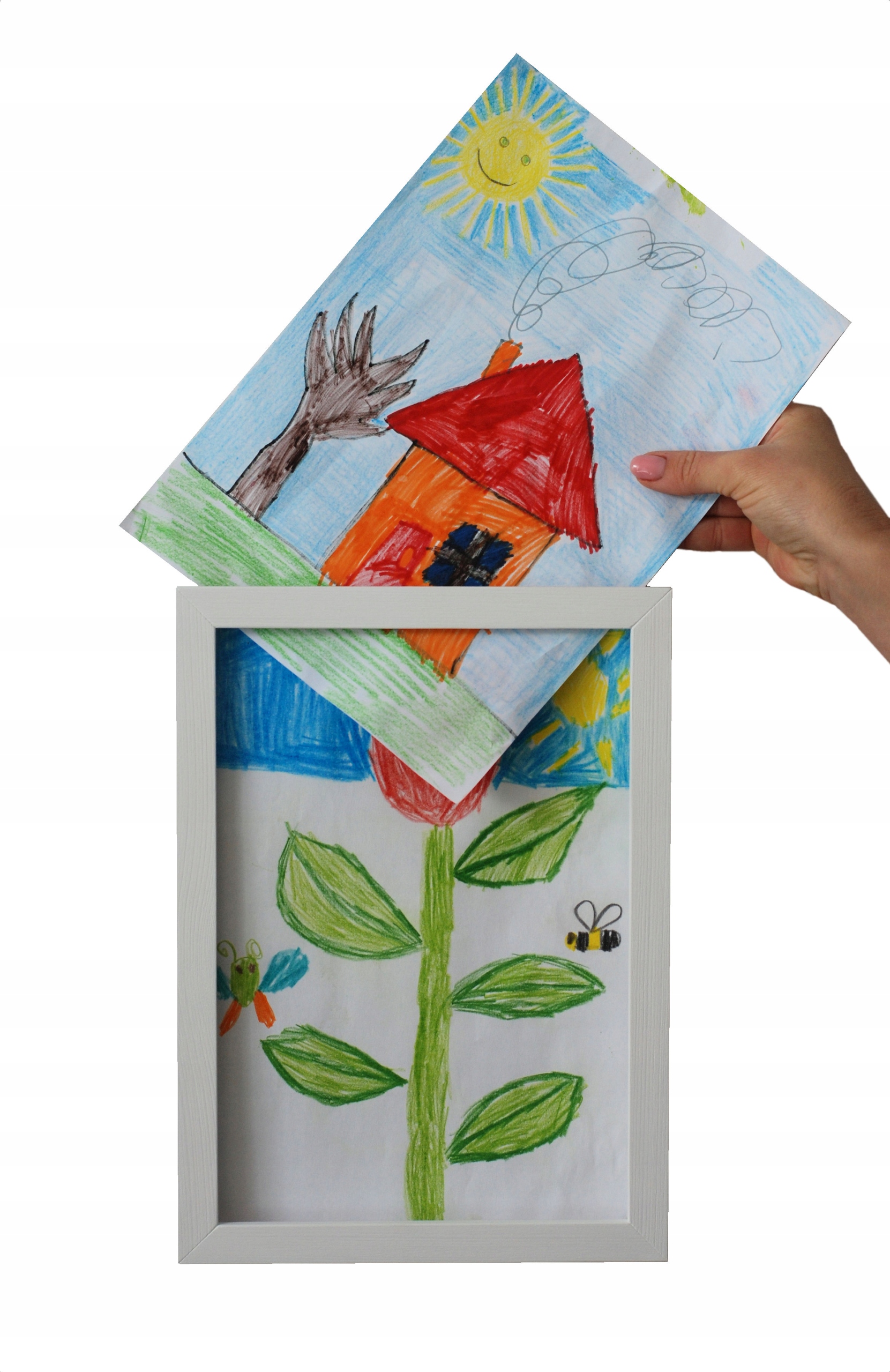 Ramka na rysunki dziecka A3 (29,7x42 cm) Rama na zdjęcia obrazki 3D BIAŁA