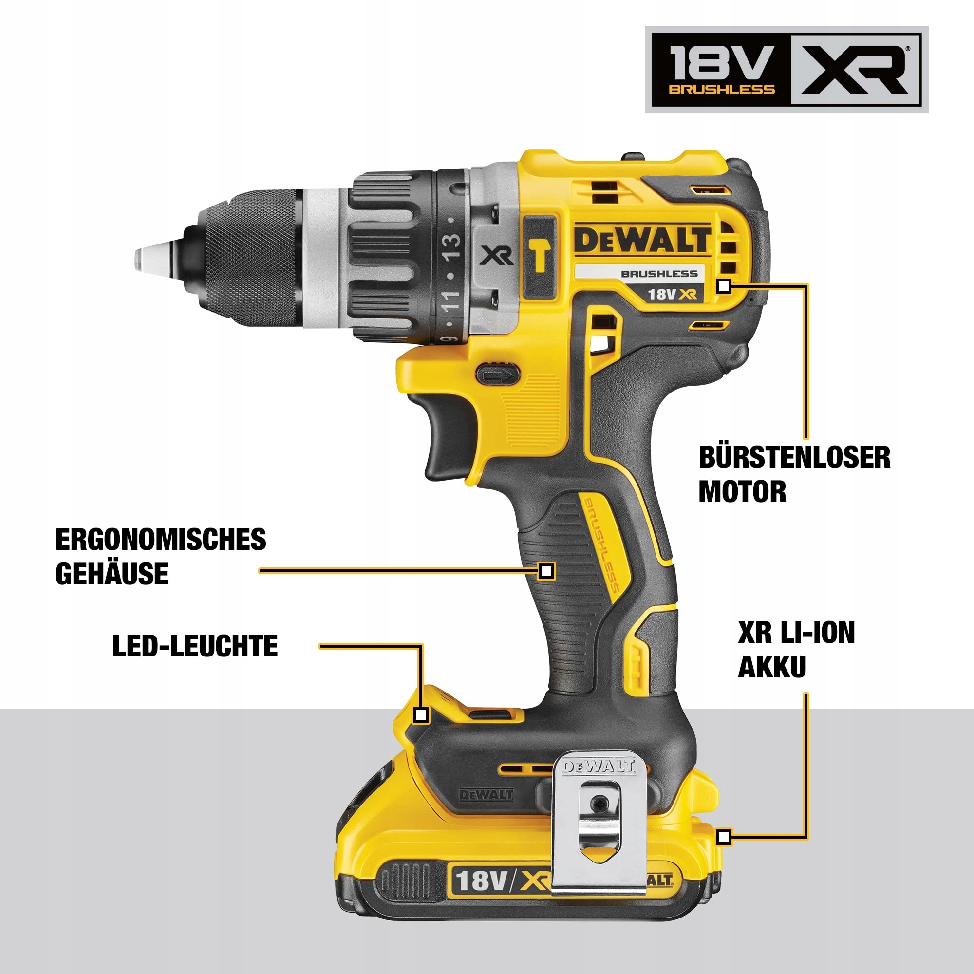 DEWALT 18V Wiertarko-Wkrętarka Udarowa Bezszczotkowa 70Nm 2x5Ah Akumulatory — miniatura 3