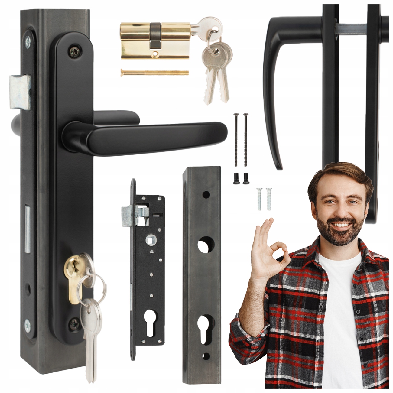 Komplet Do Branky Na Svařování Kazeta 40x40 Klika Vložka Zámek Černá