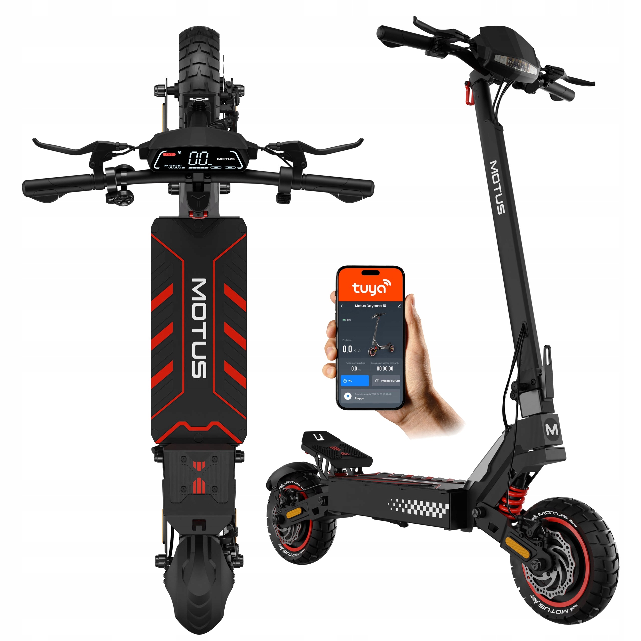 Pojazd elektryczny Motus Daytona 10 Max 100 km 50 km/h 2000 W 48 V 20 Ah Tuya