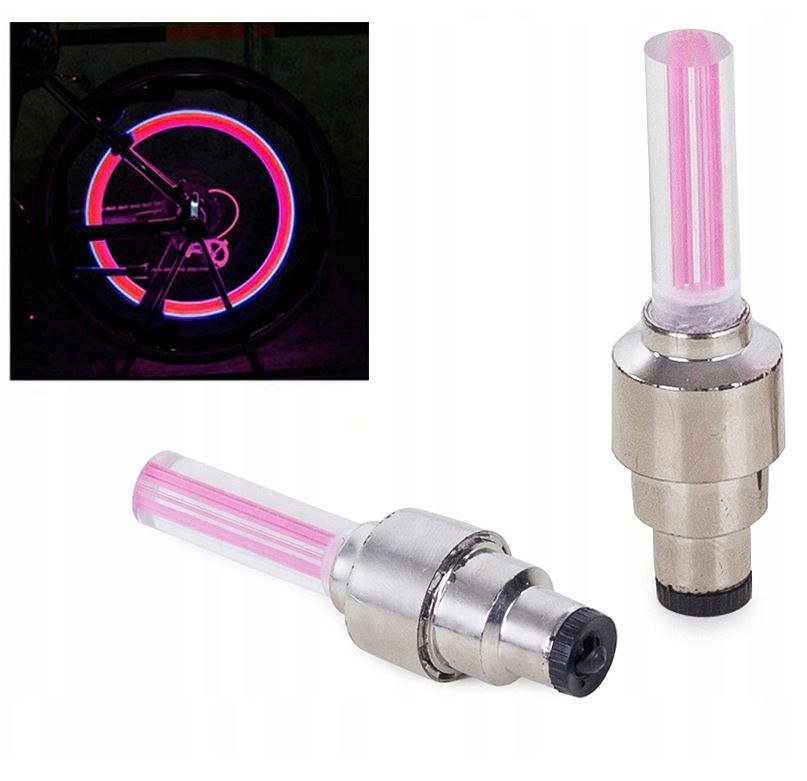 ŚWIECĄCE WENTYLE- NAKRETKI/ZAWORKI -WENTYLKI 2 SZT LED RÓŻOWE Marka Verk Group