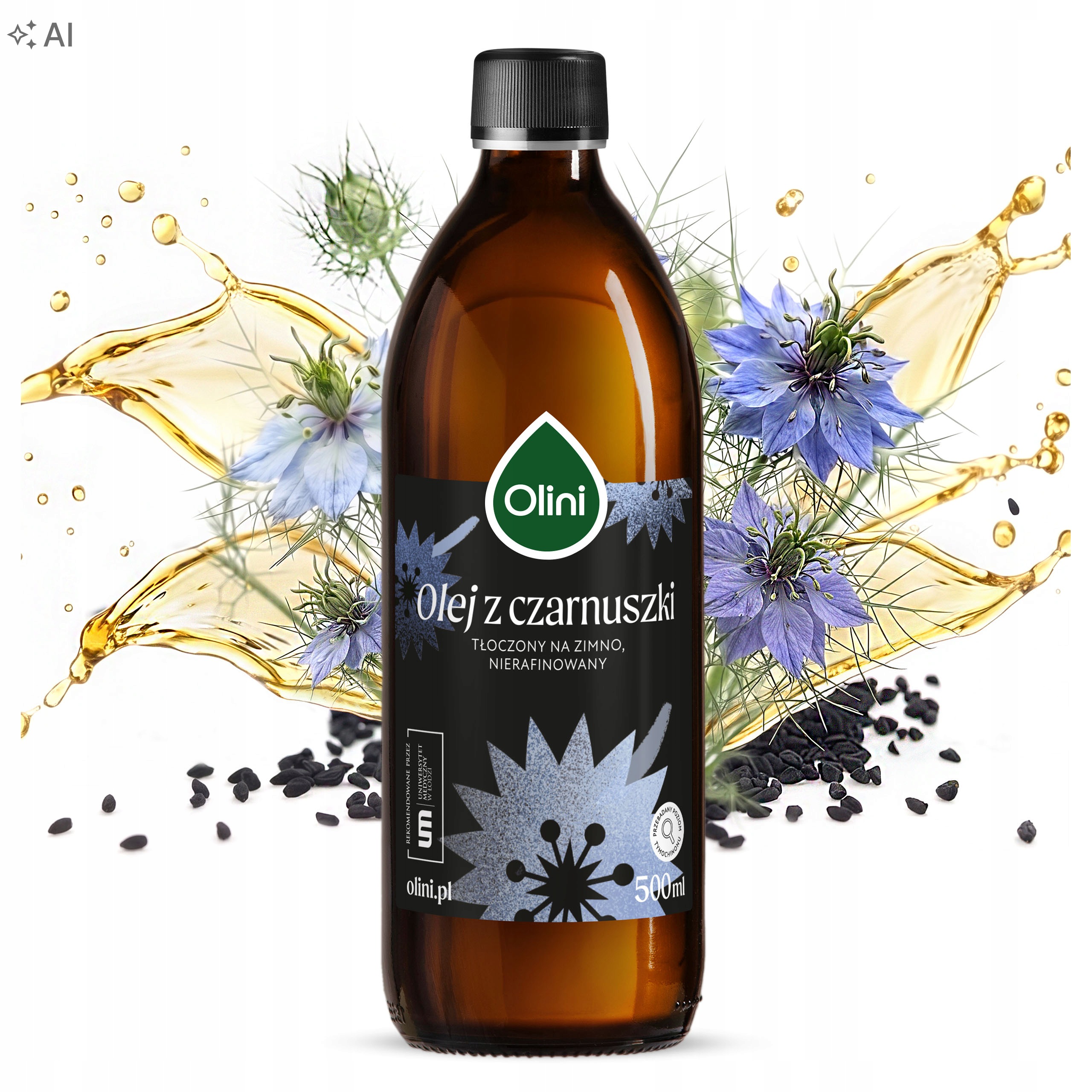 Olej z černého kmínu 500 ml nerafinovaný, lisovaný za studena Olini