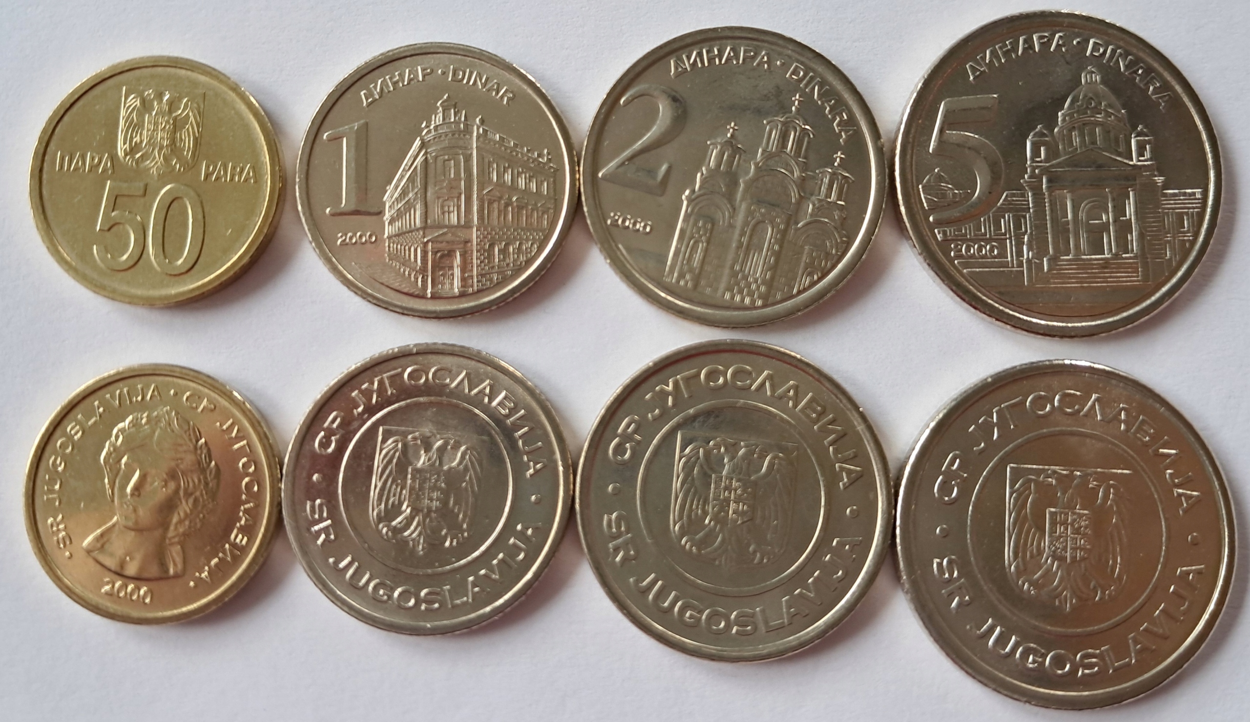 JUGOSŁAWIA SERBIA zestaw 4 monet 2000r przejściówka