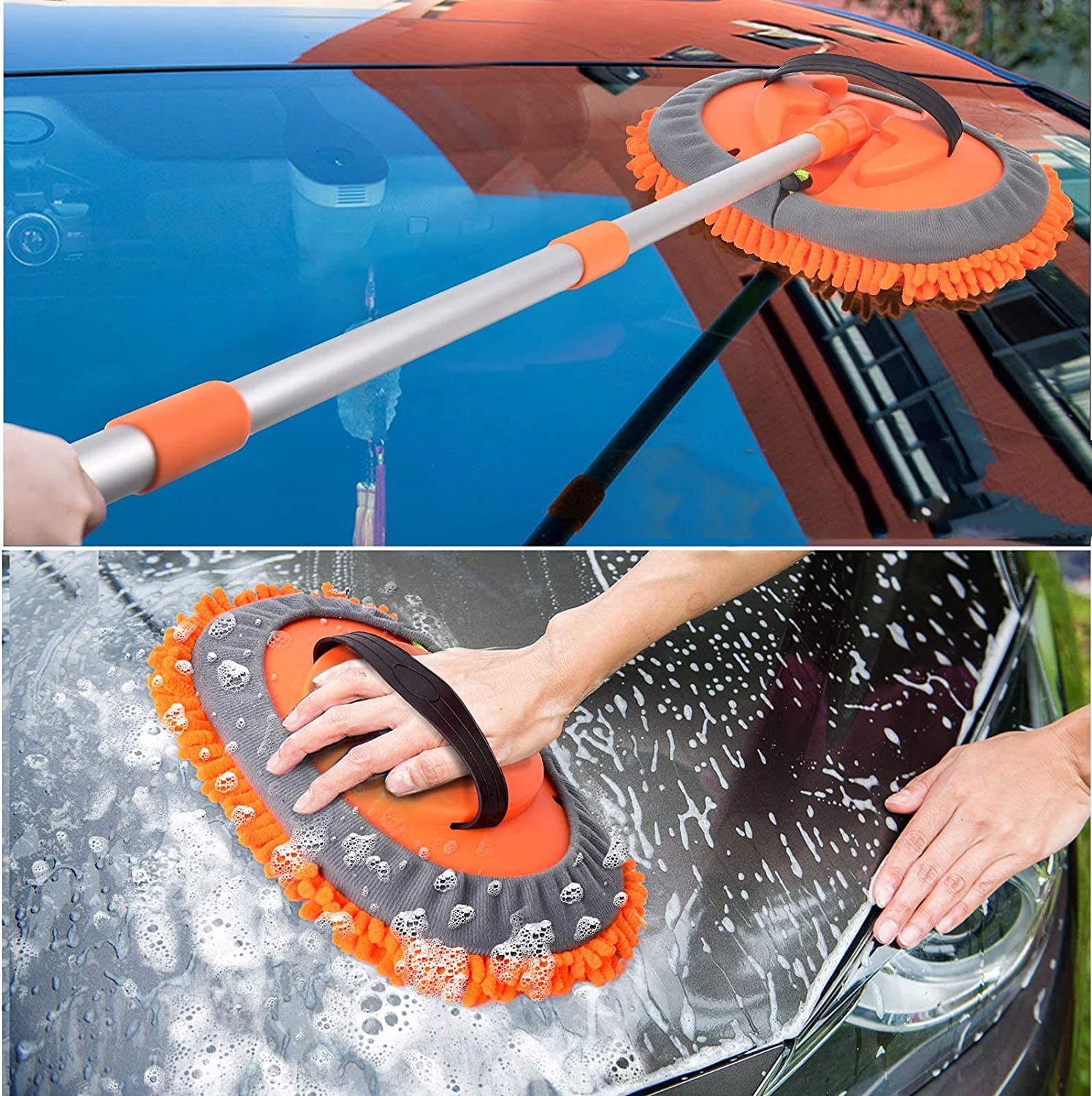 SZCZOTKA DO MYCIA SAMOCHODU TELESKOPOWA MOP SAMOCHODU 2W1 GŁOWICA x2 Producent Inny