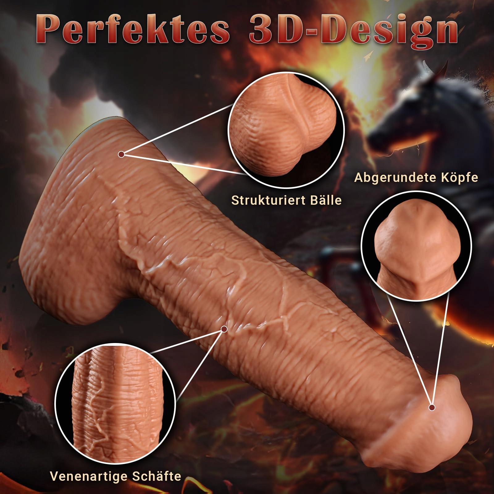 REALISTISCHER XXL Dildo Koński 35 cm 9.4 cm Średnica Silikonowy Analplug — miniatura 4