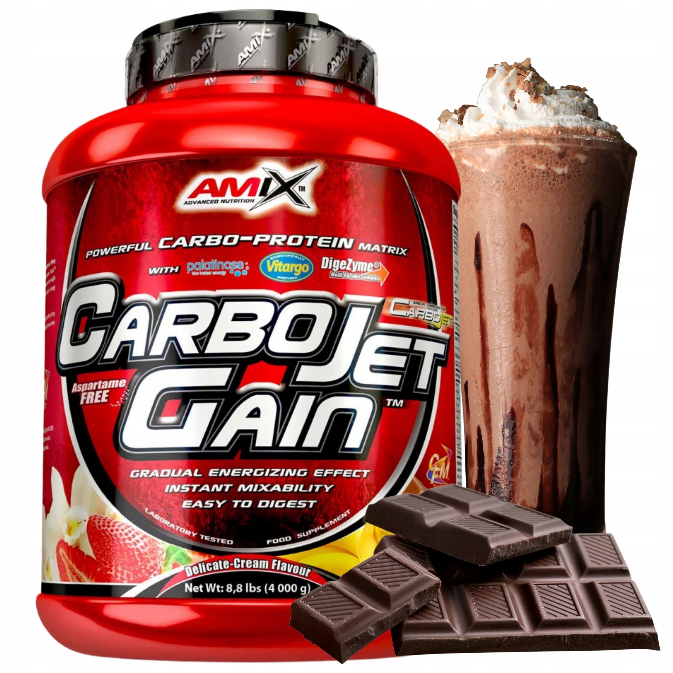 Doplněk Stravy na svalovou hmotu Gainer Bílkoviny Cfm Sacharidy Komplexní Čokoláda